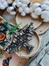 Black raven beaded brooch hand embroidered with crystals sequins and silver details