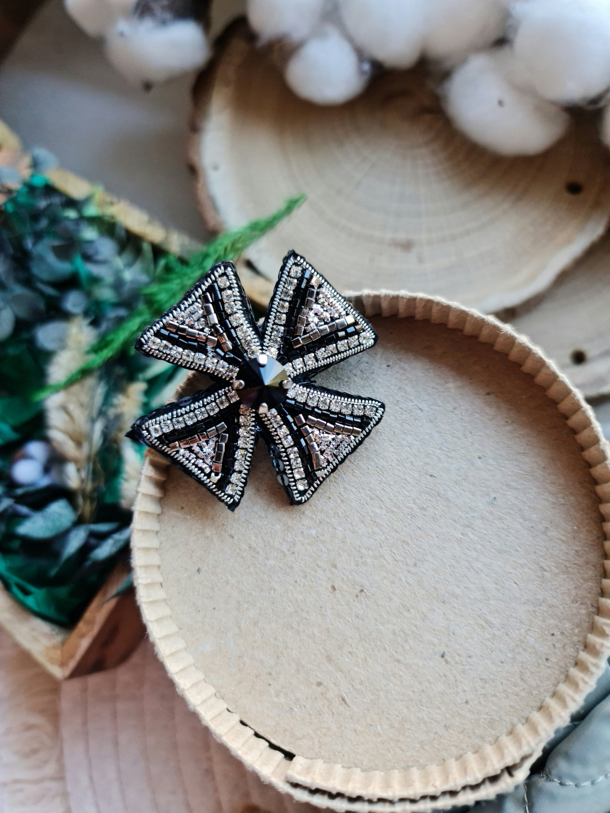 Cross Beaded Brooch