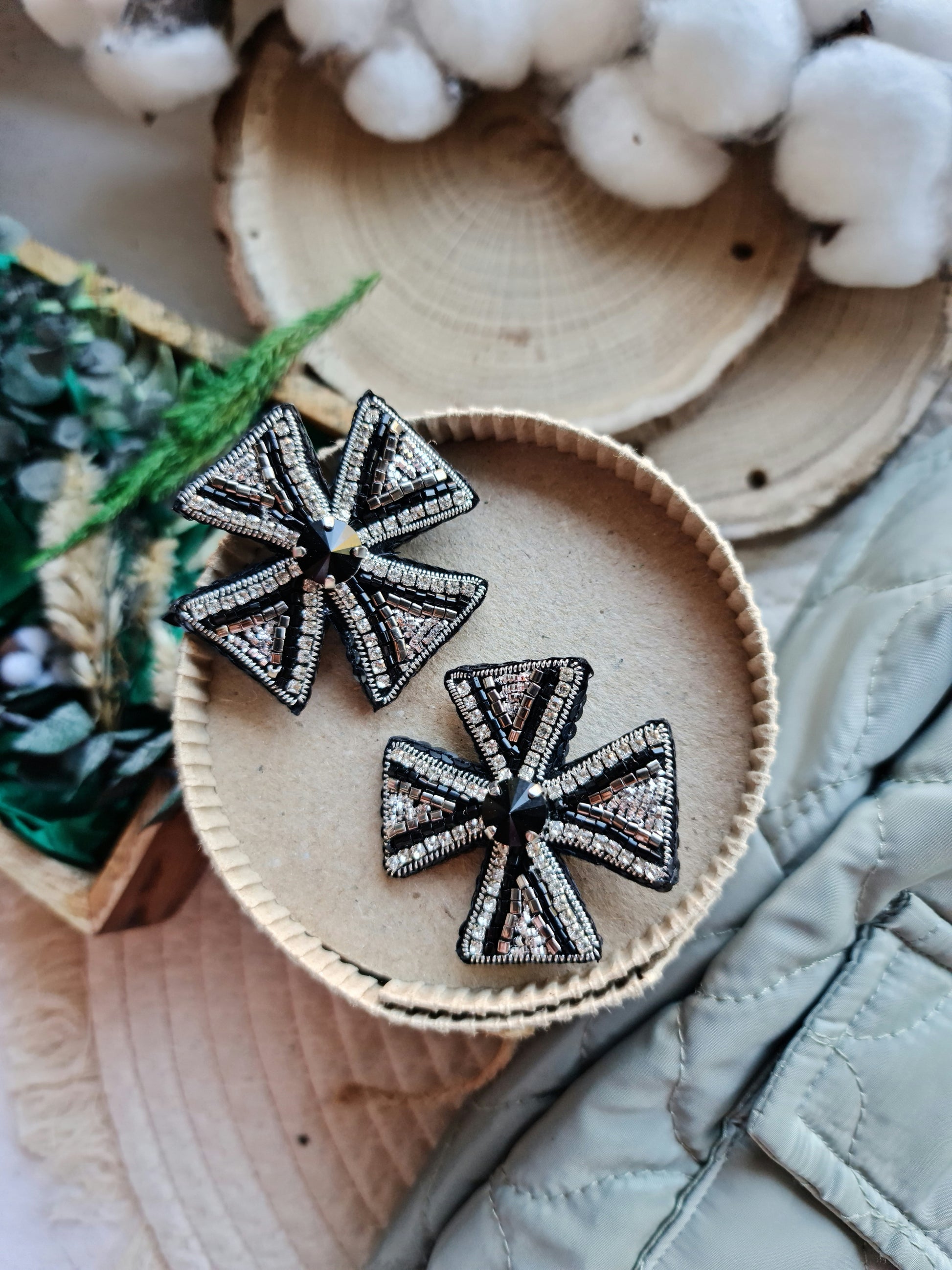 Cross Beaded Brooch