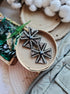 Cross beaded brooch hand embroidered with black silver beads crystals and sparkling rhinestone details
