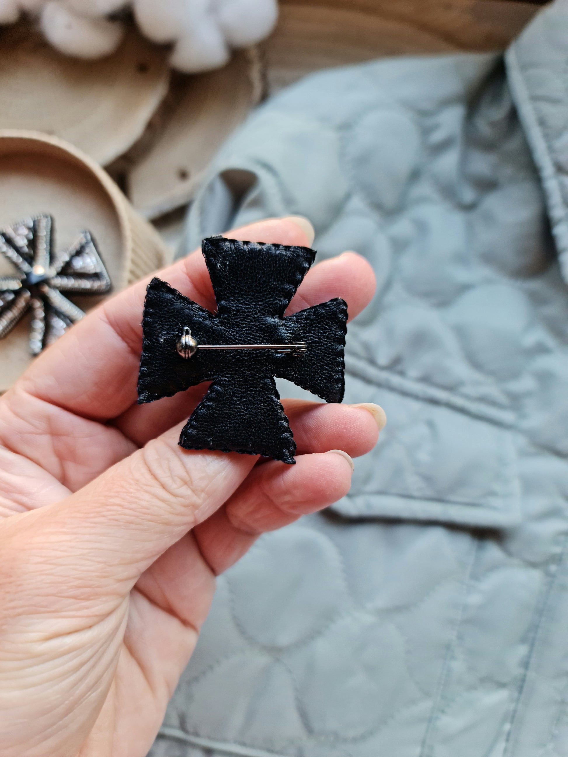 Cross Beaded Brooch