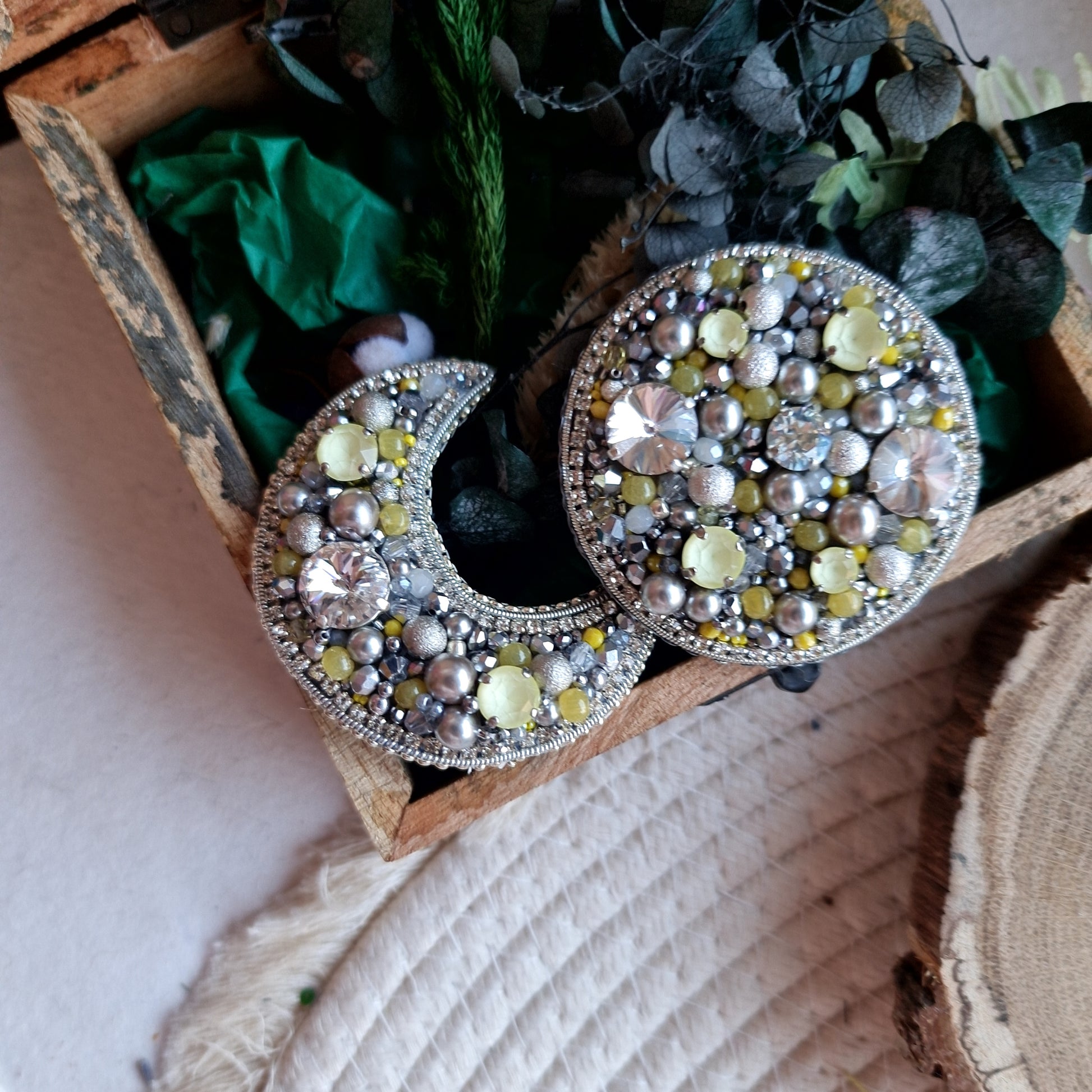 Sun and Moon Beaded Brooch