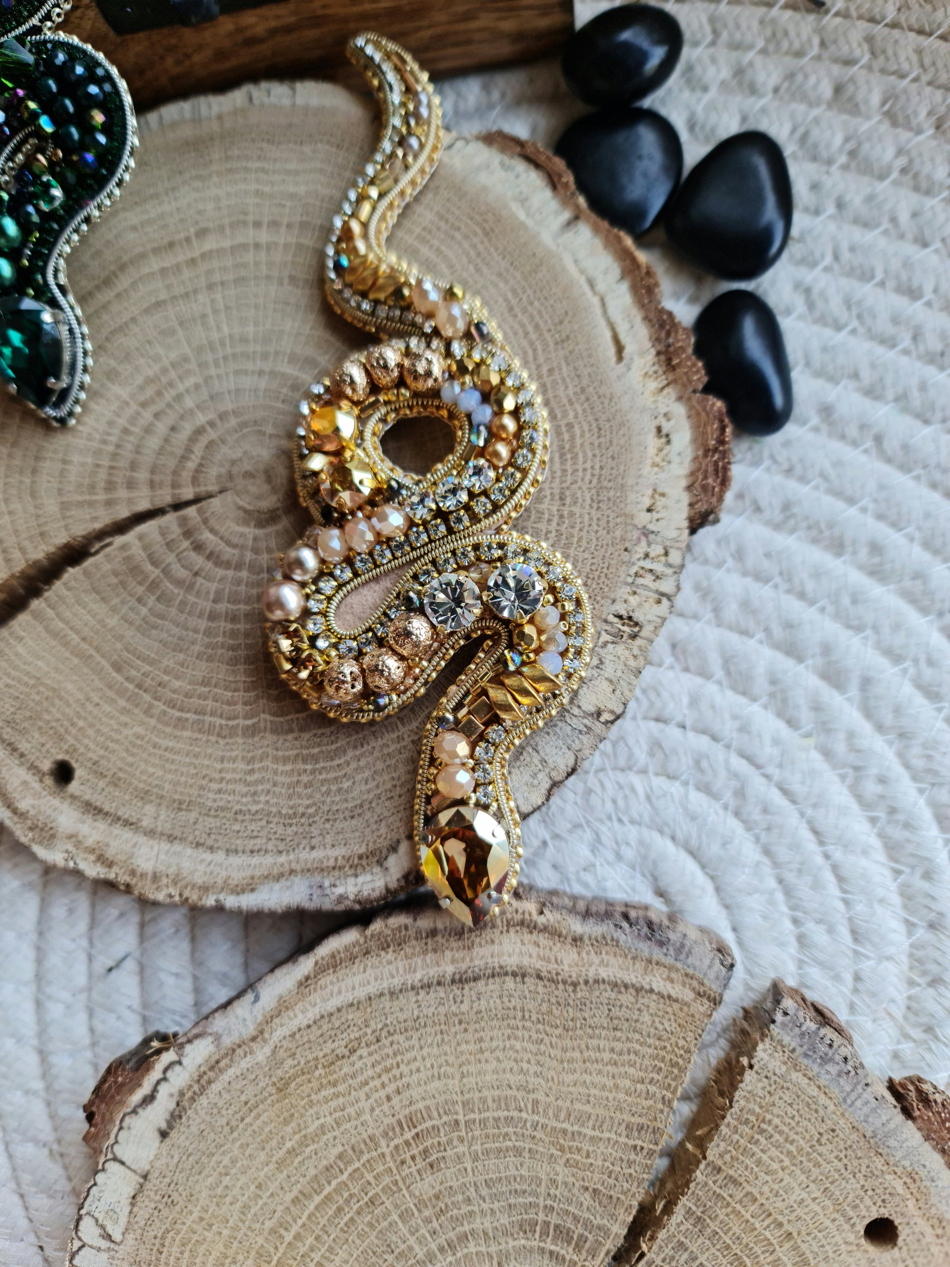 Snake Beaded Brooch