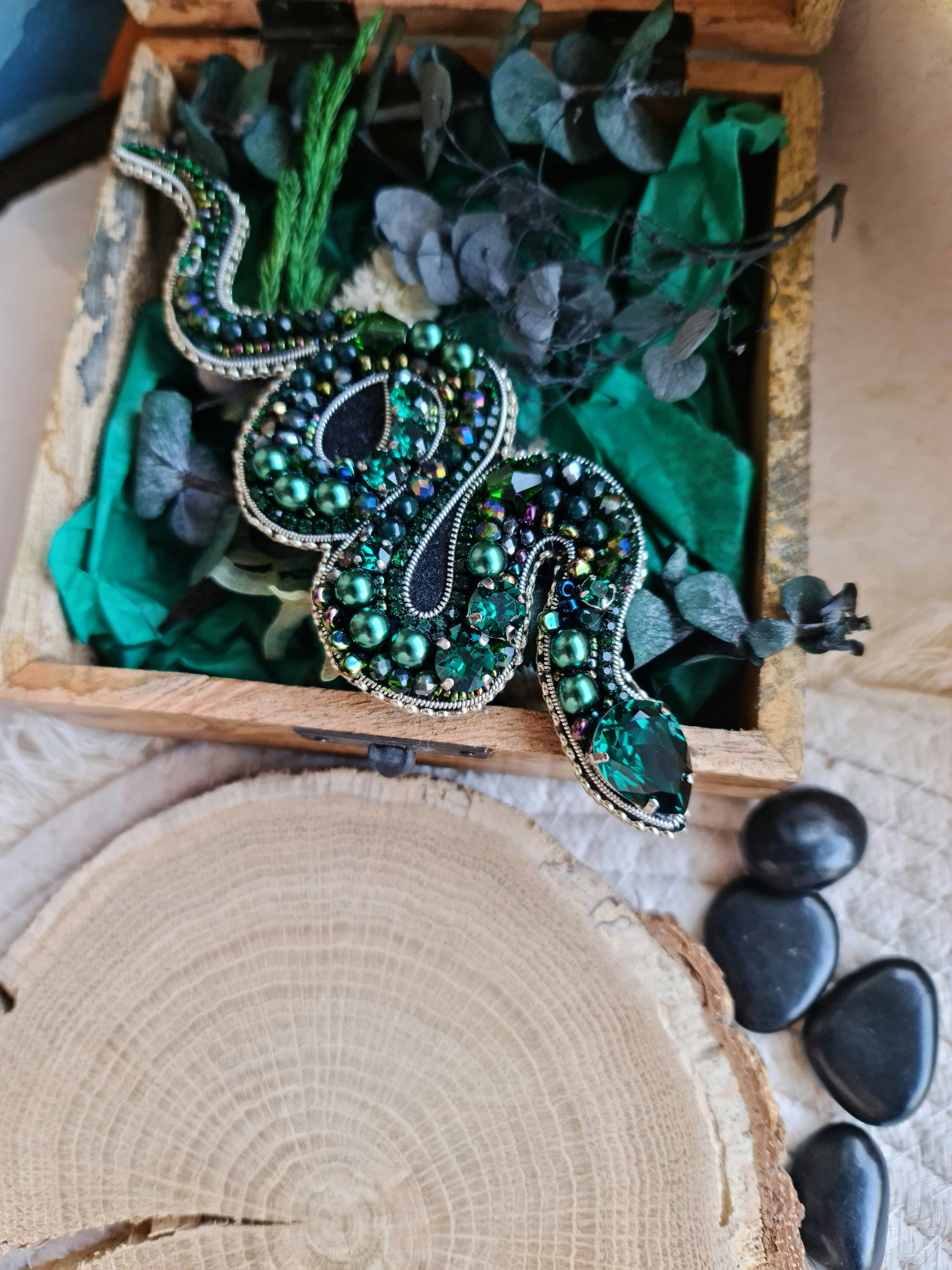 Snake Beaded Brooch