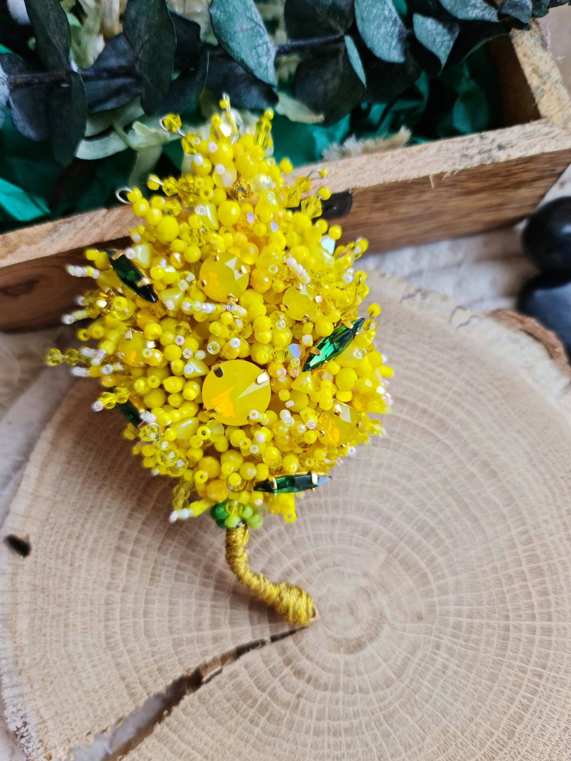 Mimosa Beaded Brooch
