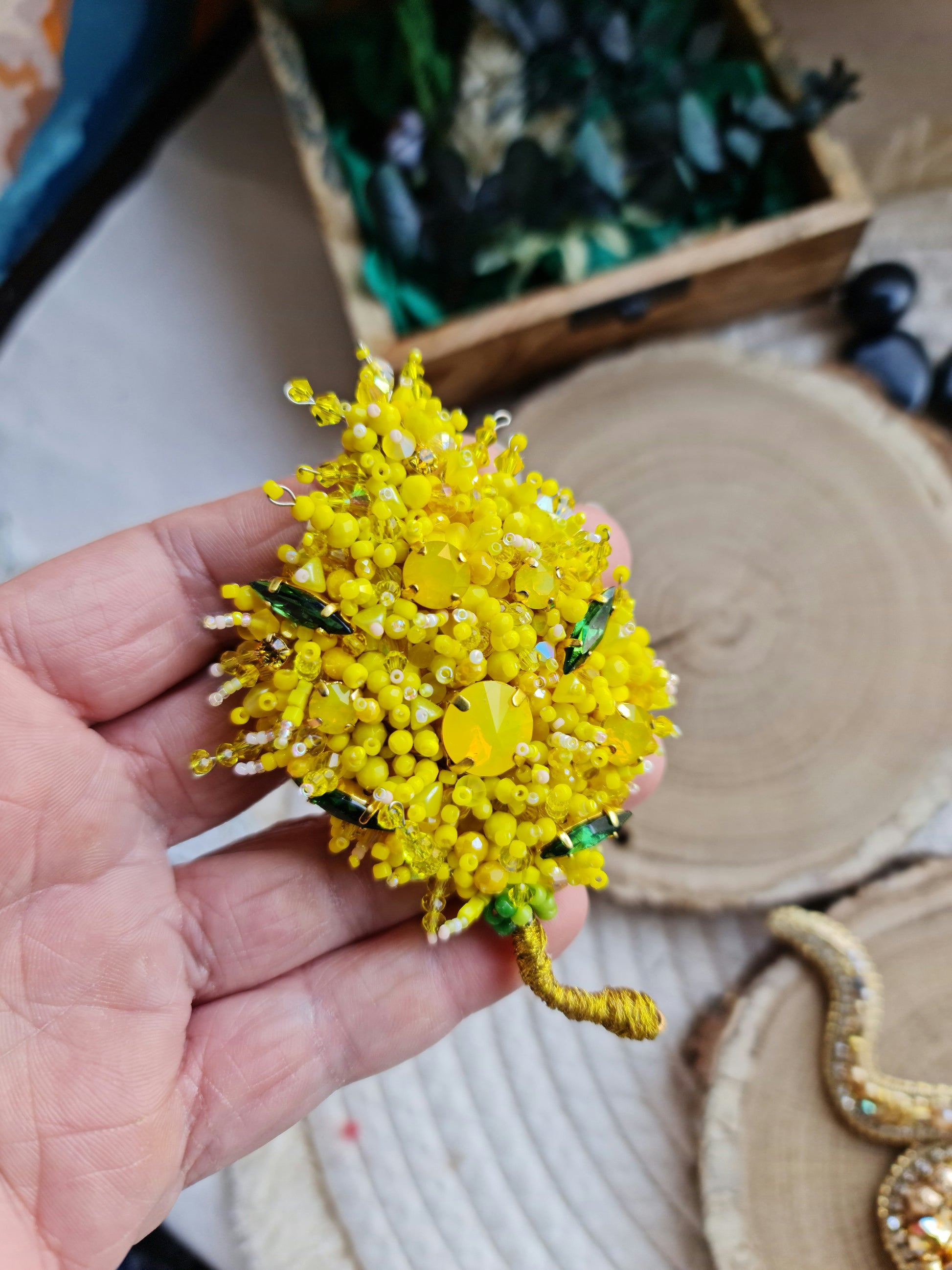 Mimosa Beaded Brooch