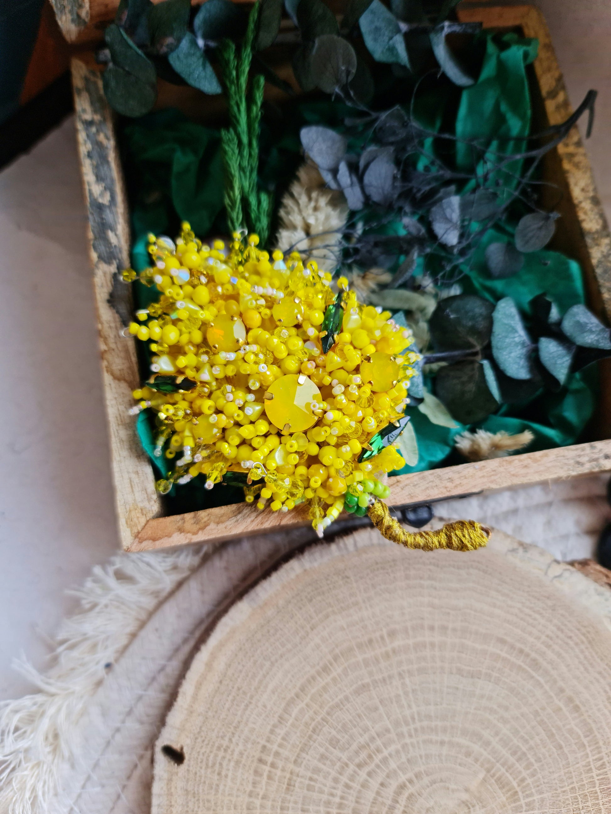 Mimosa Beaded Brooch