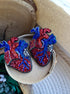 Anatomical heart beaded brooch hand embroidered with red and blue bead details