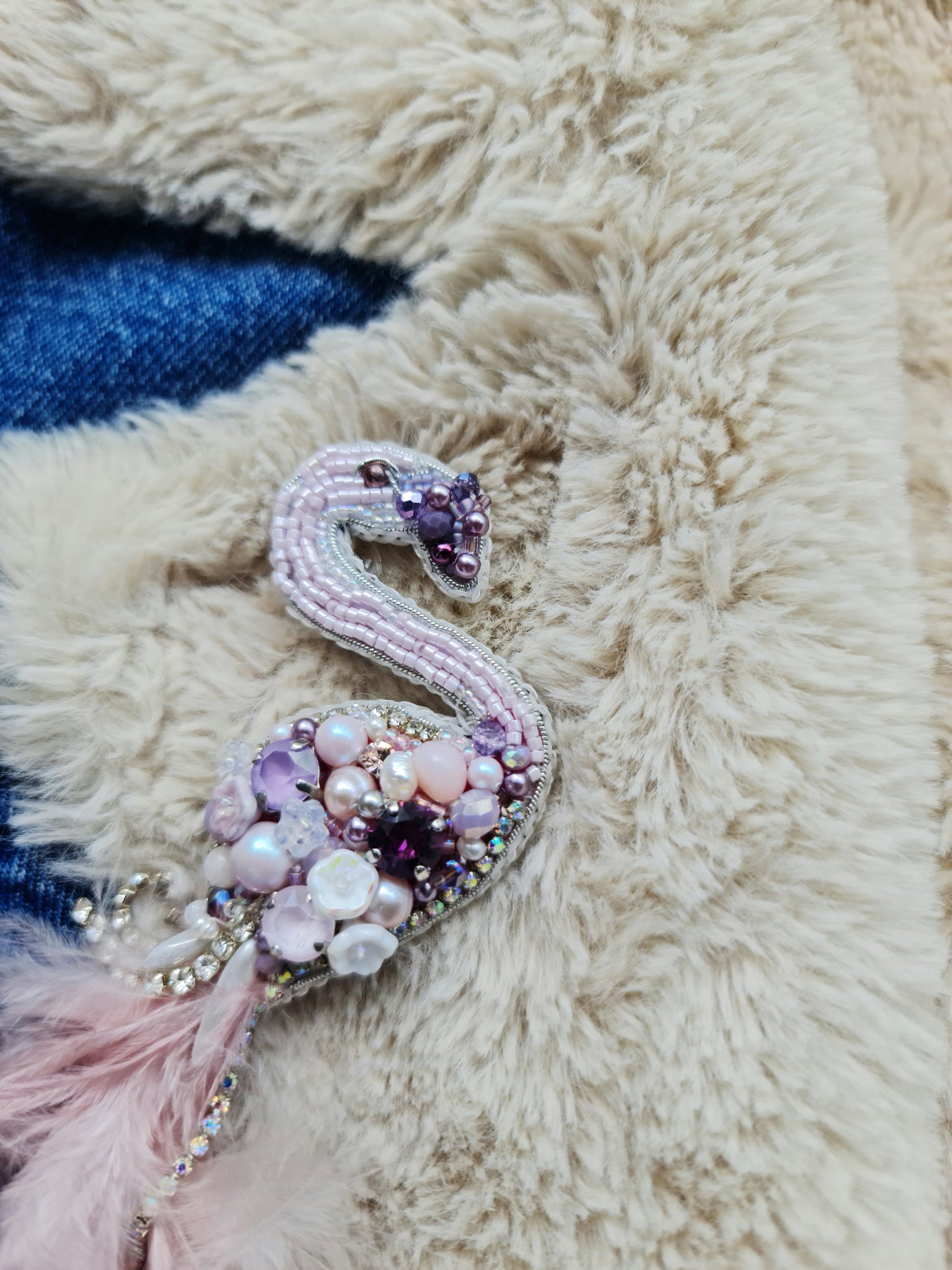 Flamingo Beaded Brooch