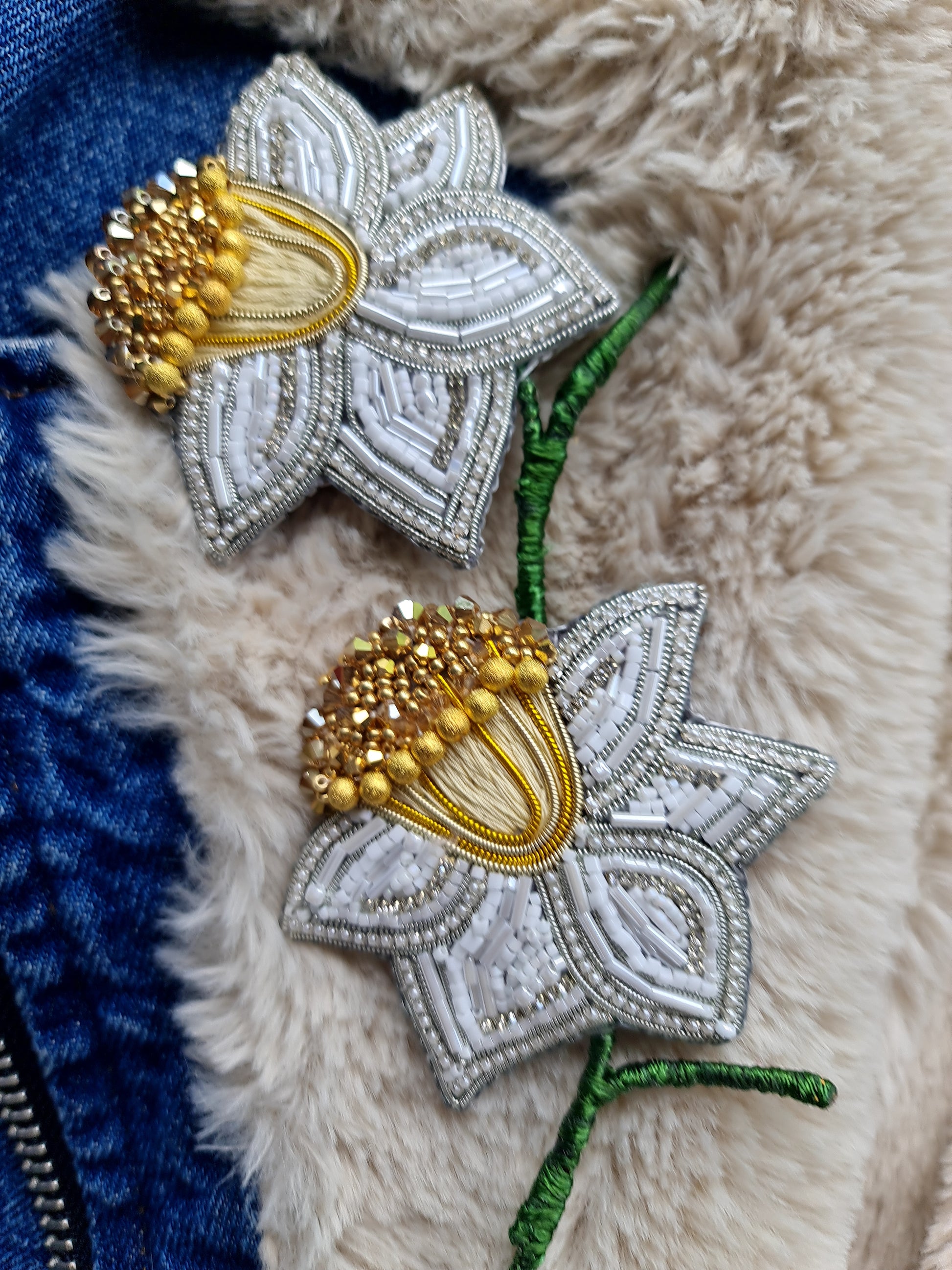 Daffodil Beaded Brooch