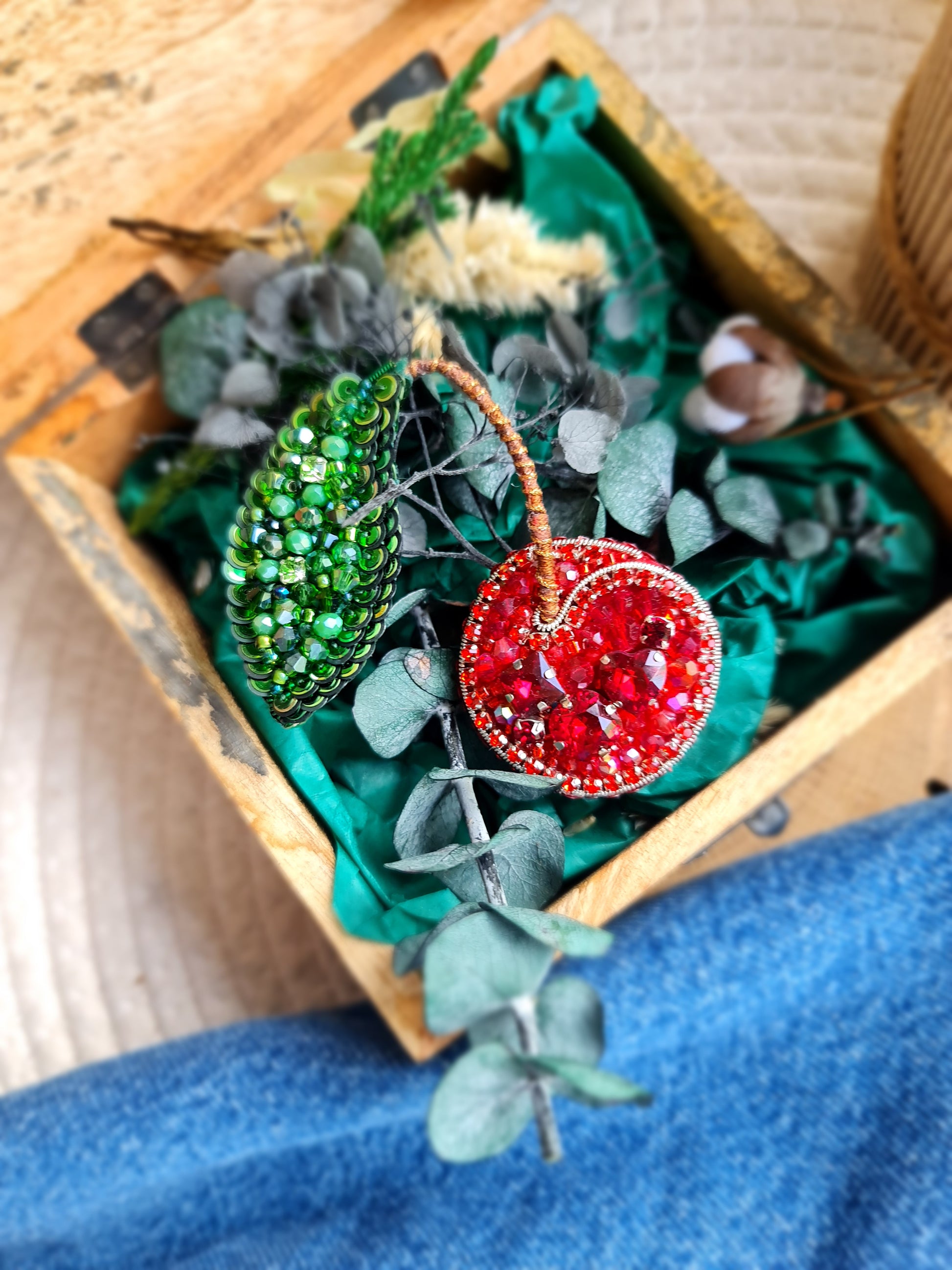 Red Cherry Beaded Brooch