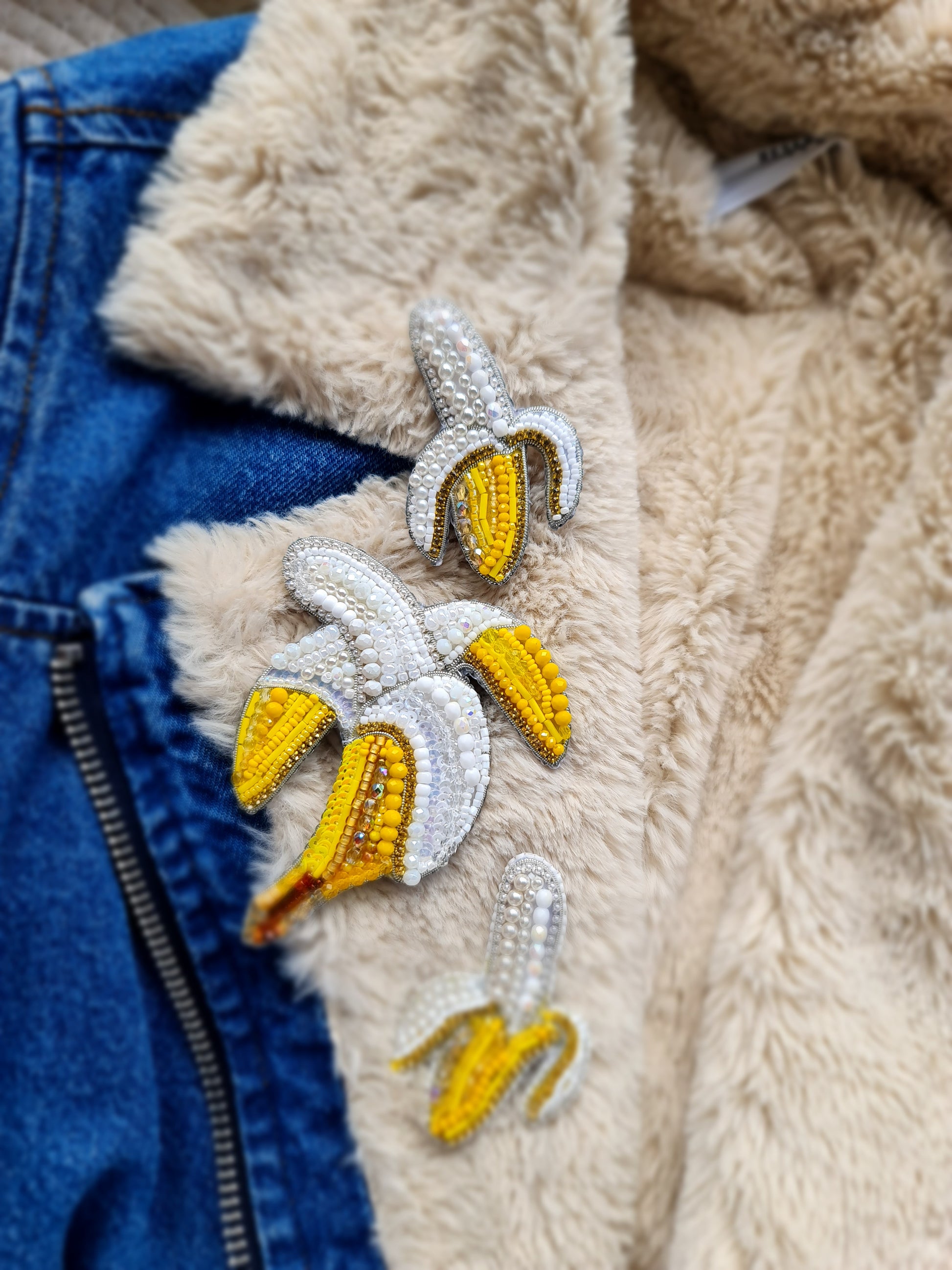 Banana Beaded Brooch