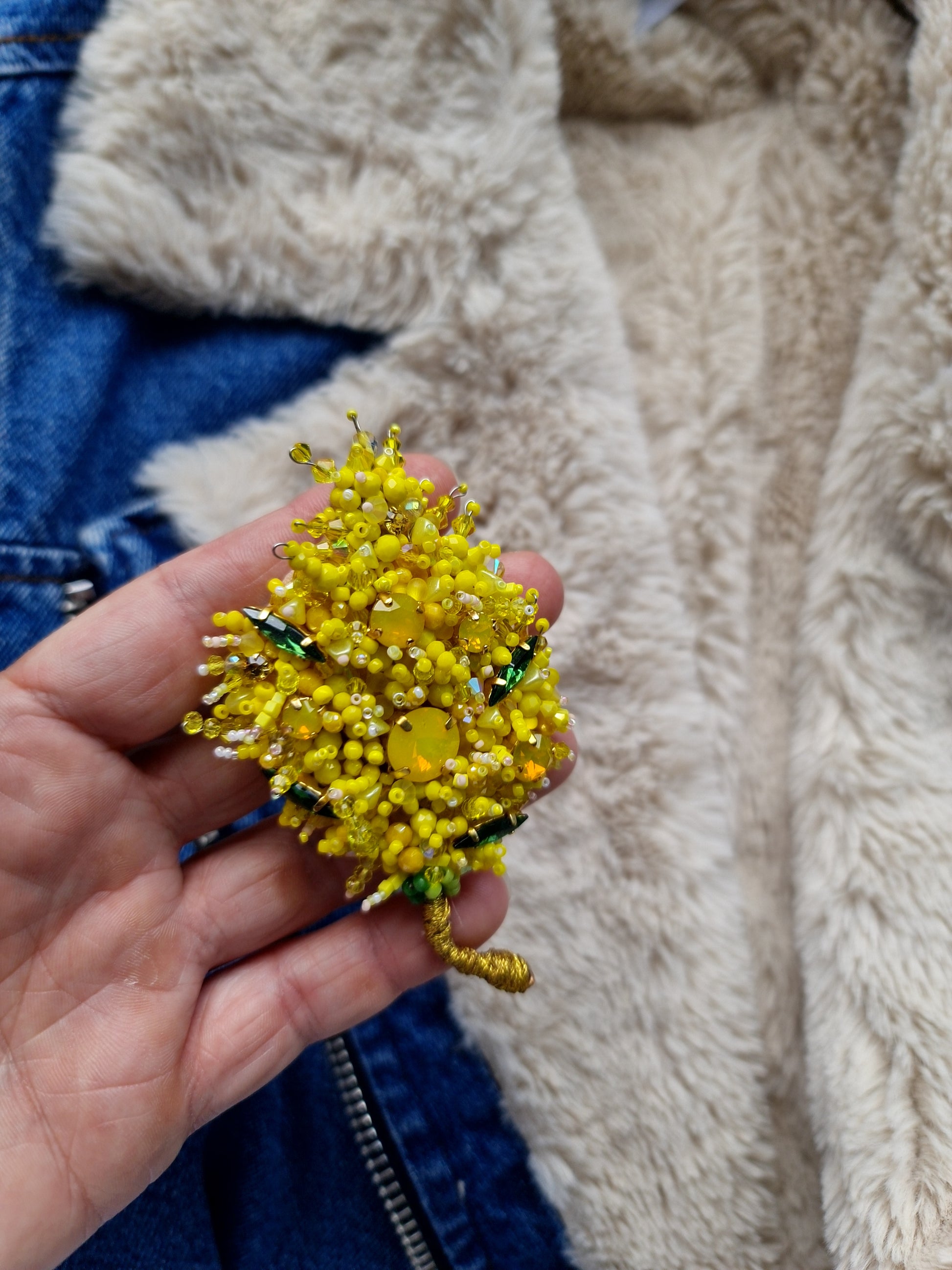 Mimosa Beaded Brooch