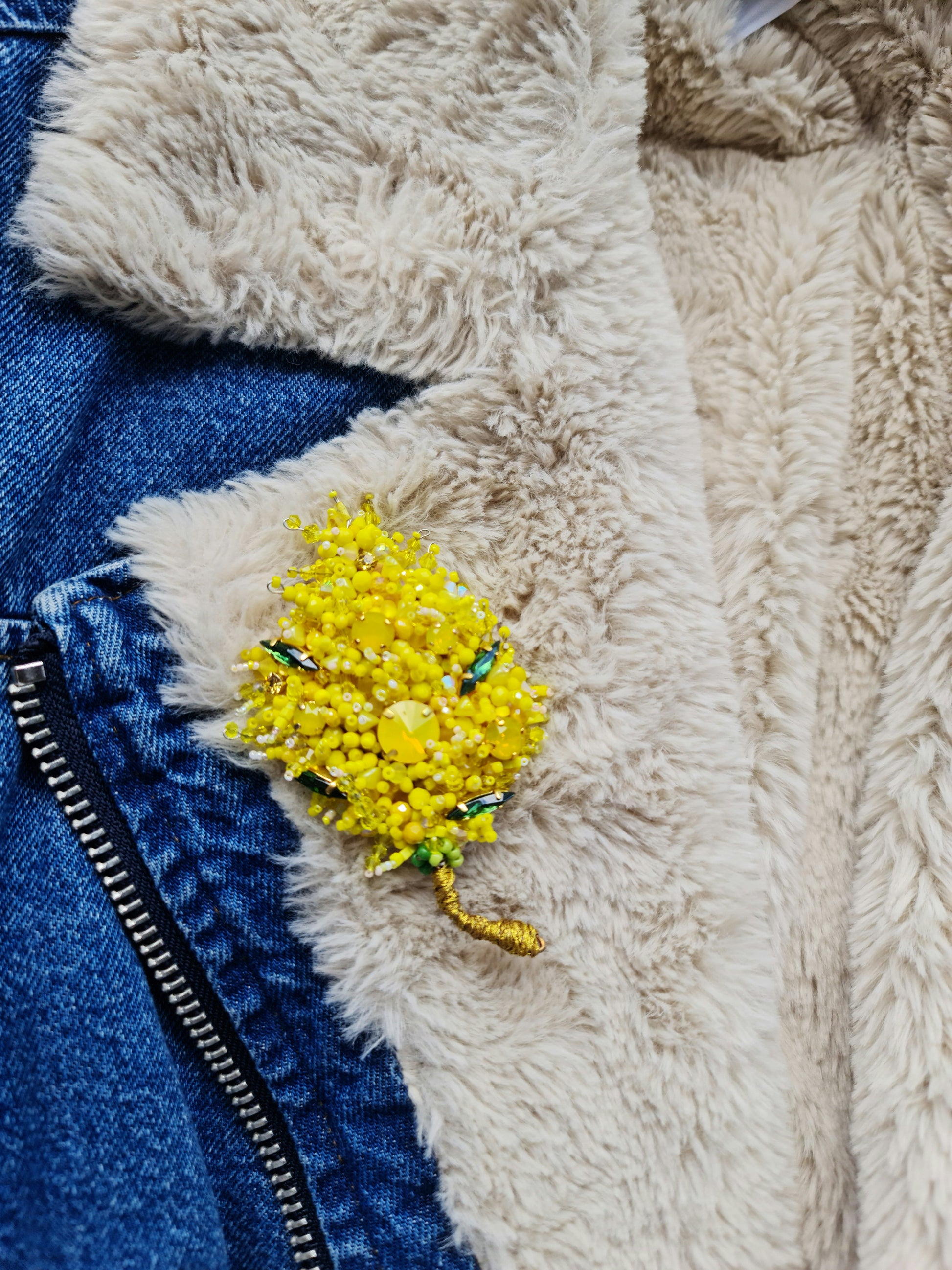 Mimosa Beaded Brooch