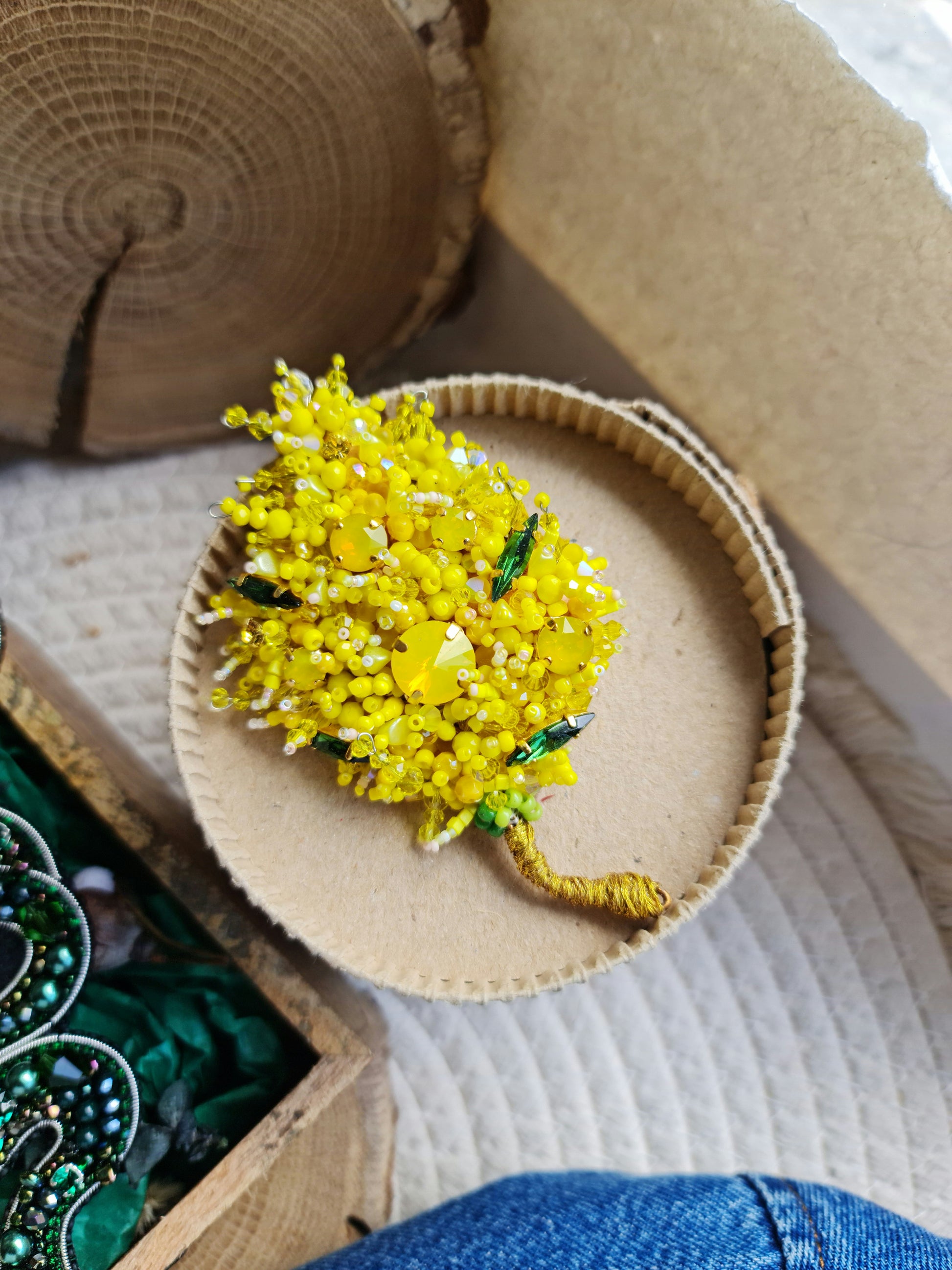 Mimosa Beaded Brooch