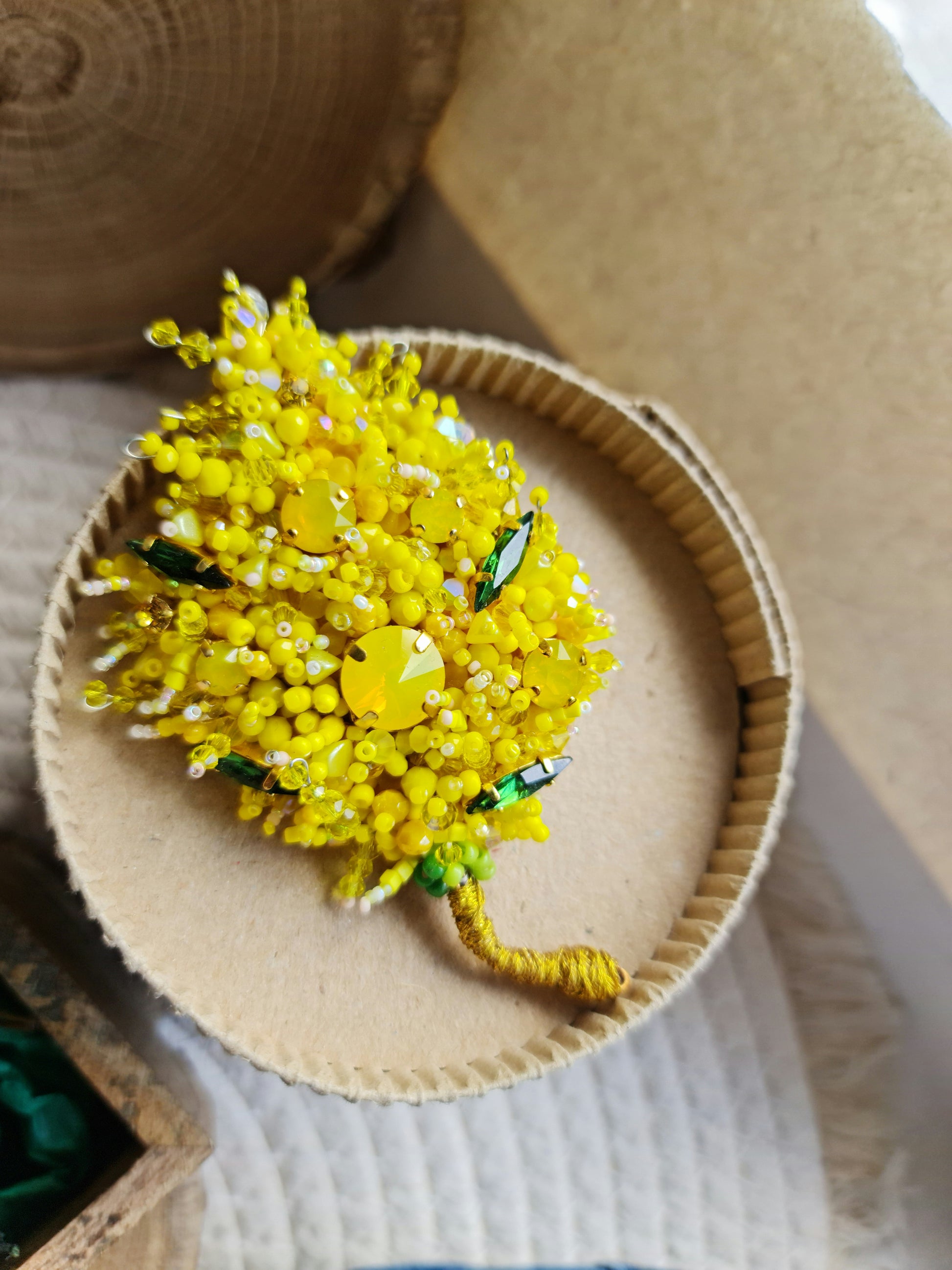 Mimosa Beaded Brooch