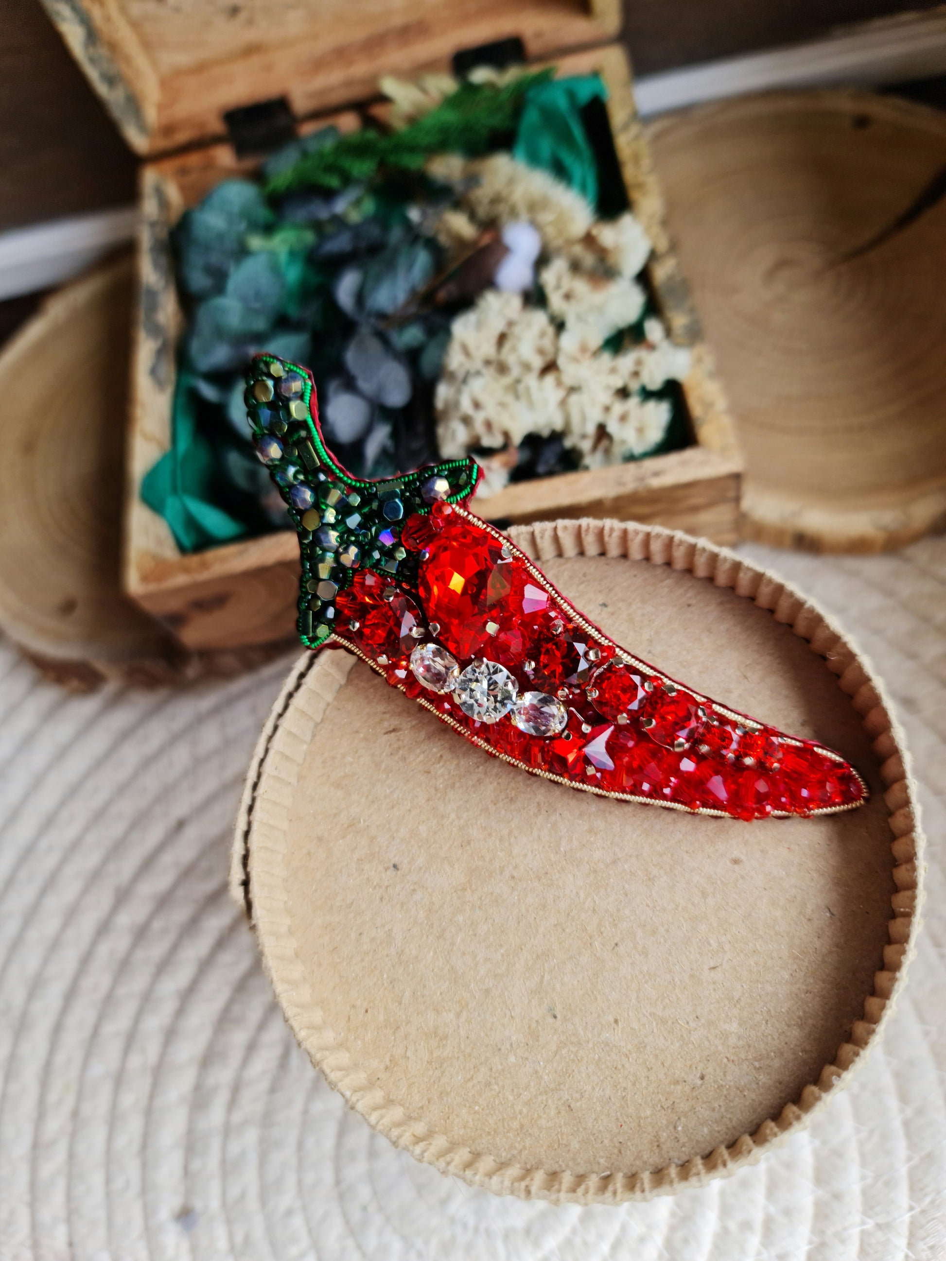 Chili Pepper Beaded Brooch