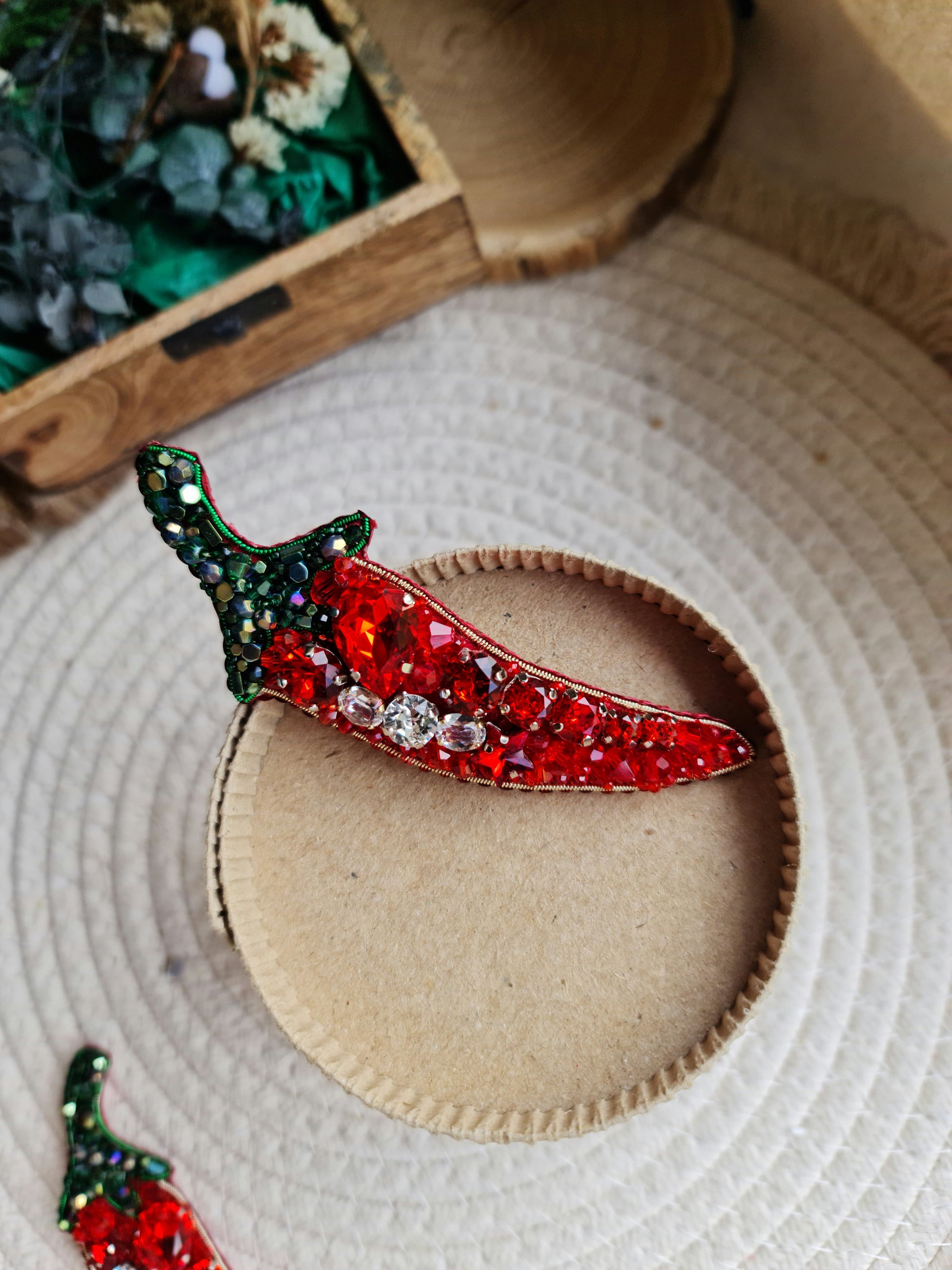 Chili Pepper Beaded Brooch