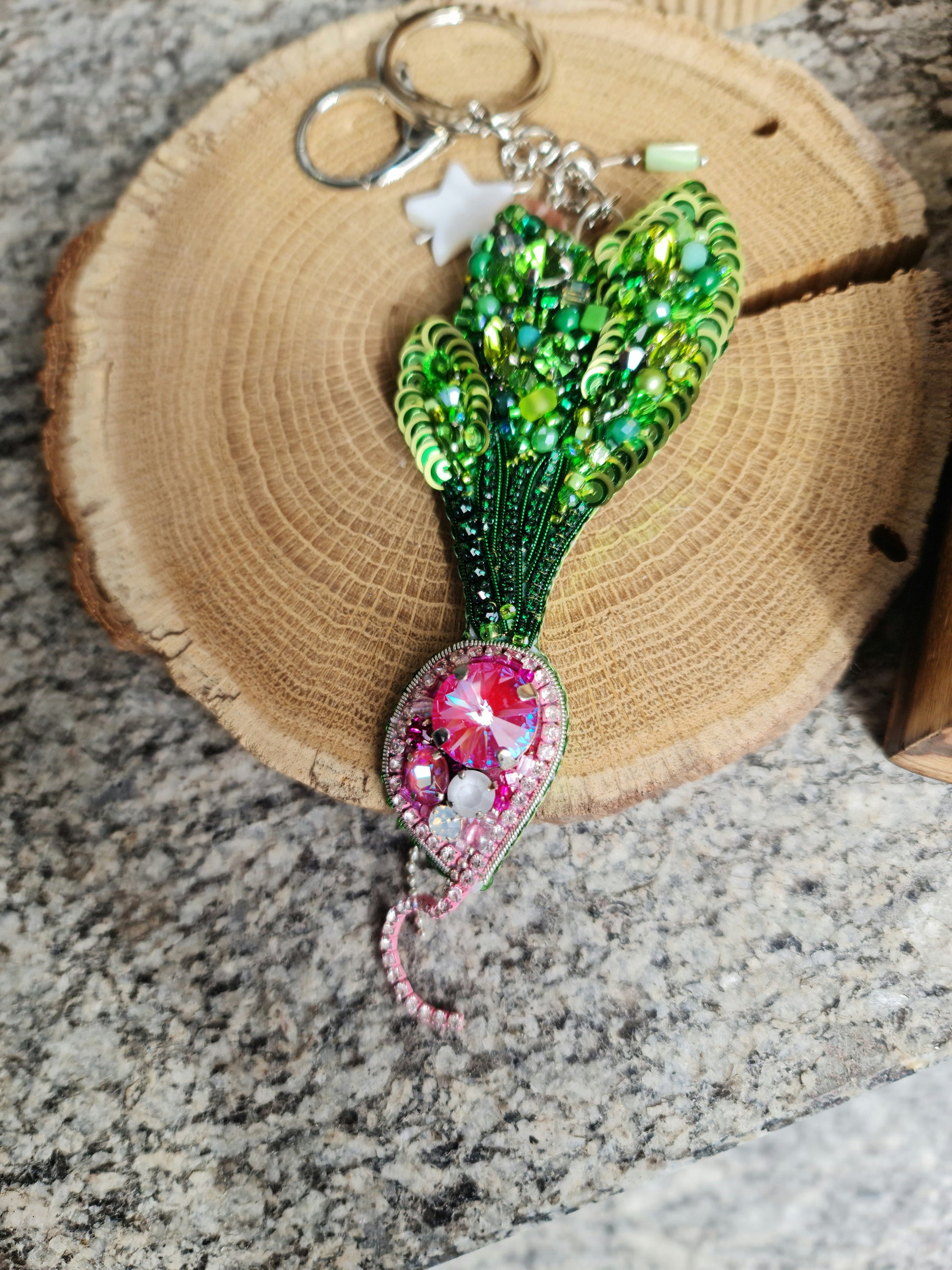 Radish Beaded Brooch or Keychain