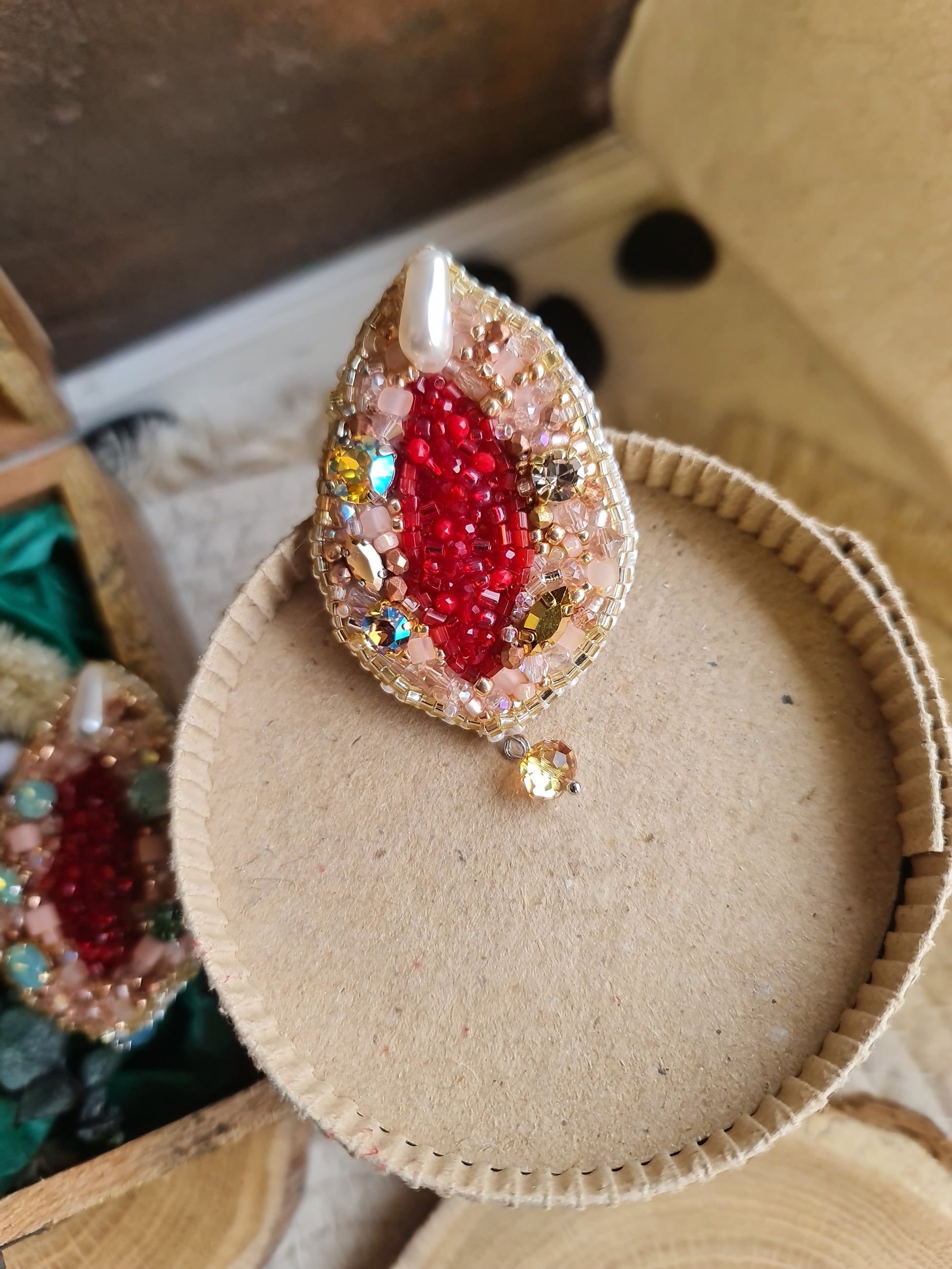 Vulva Art Beaded Brooch