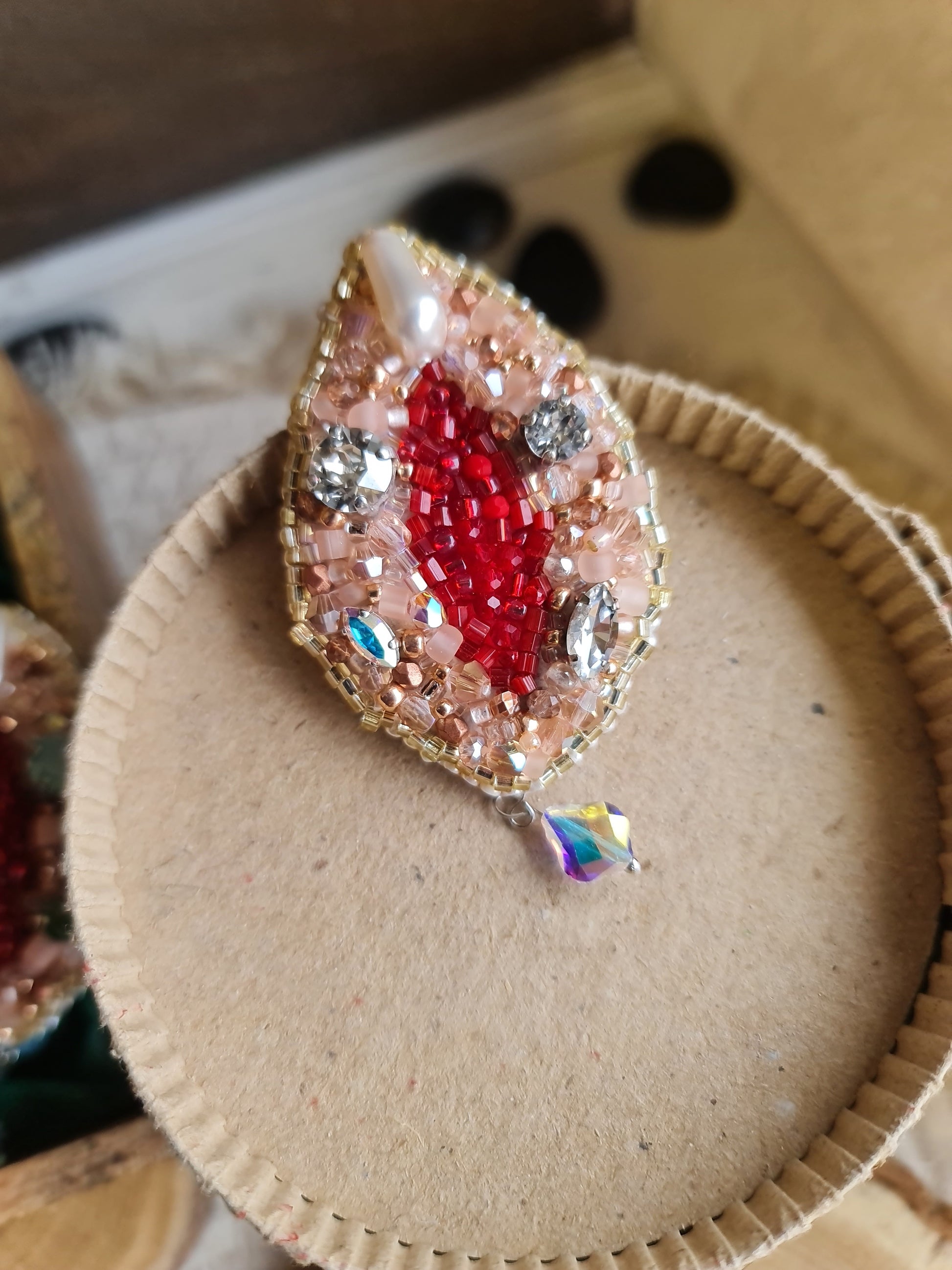 Vulva Art Beaded Brooch