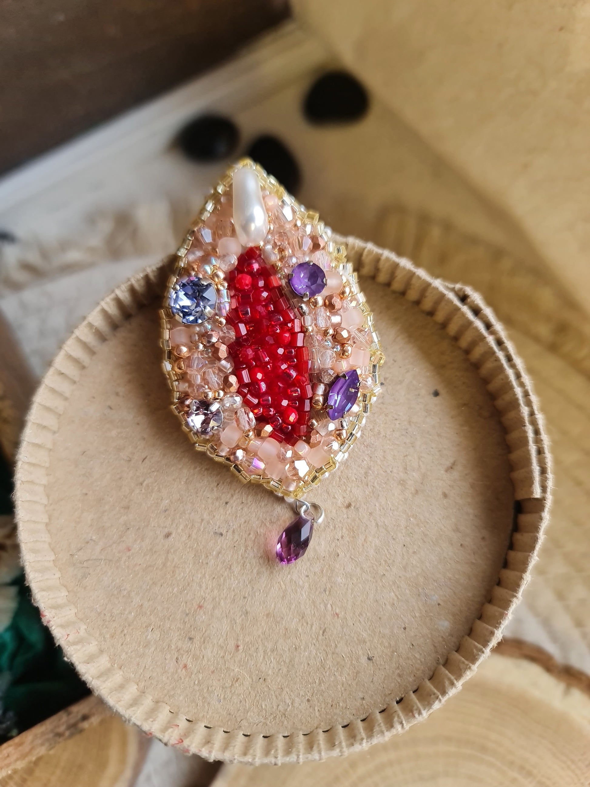 Vulva Art Beaded Brooch