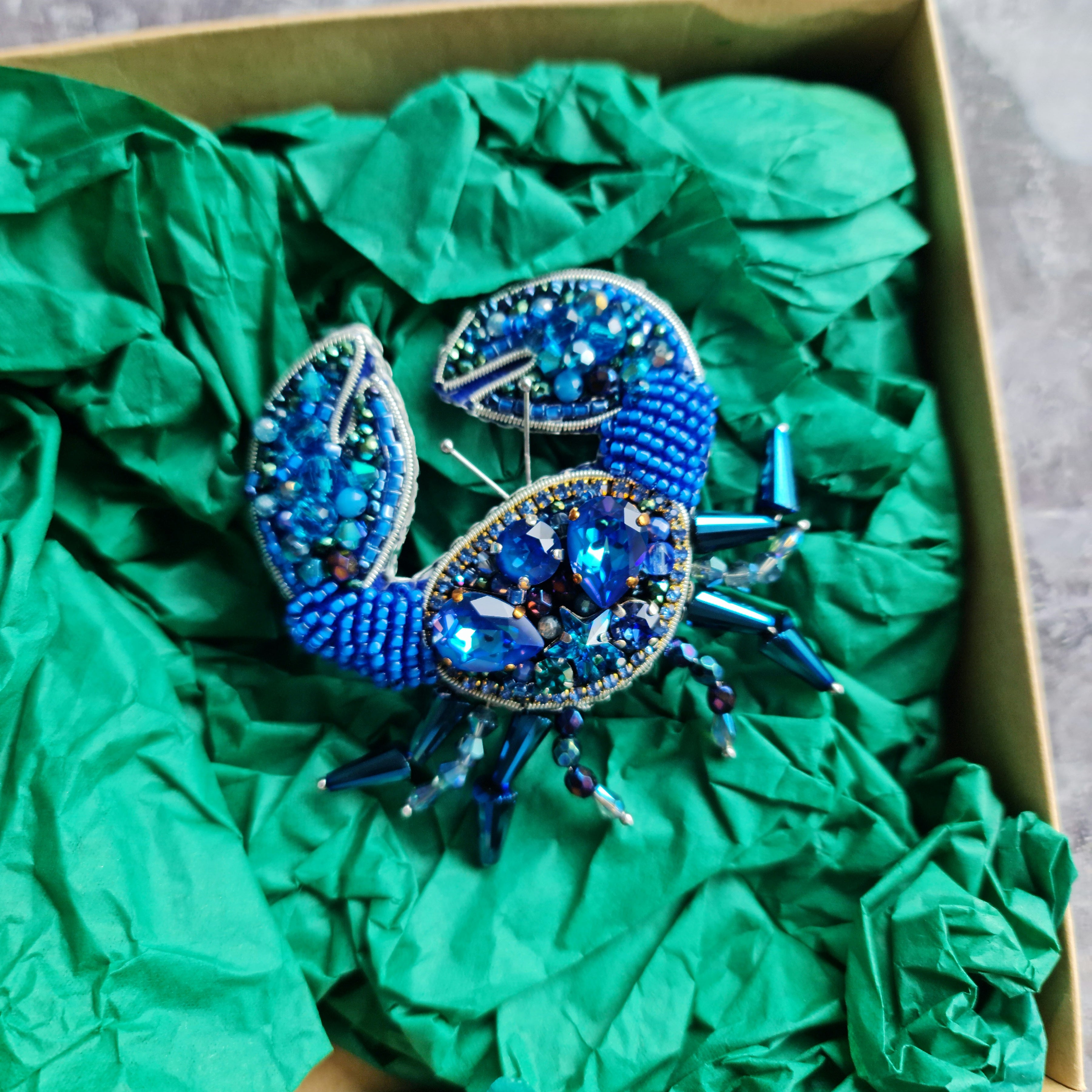 Crab Beaded Brooch