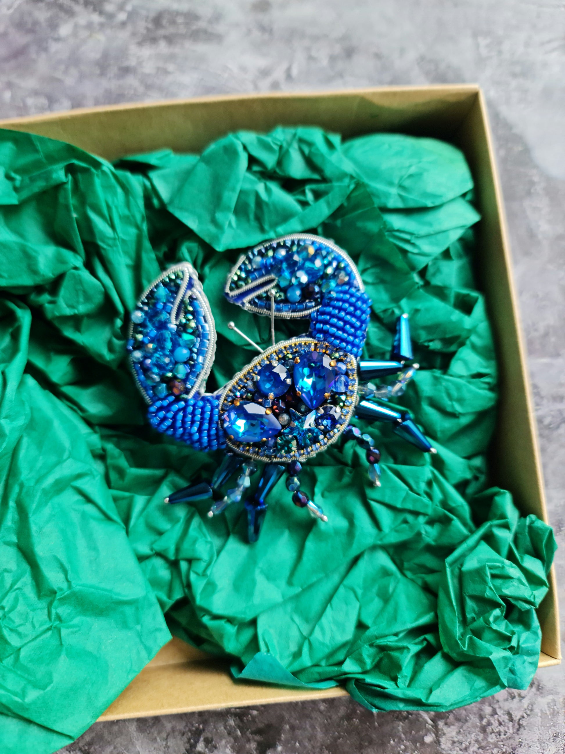 Crab Beaded Brooch