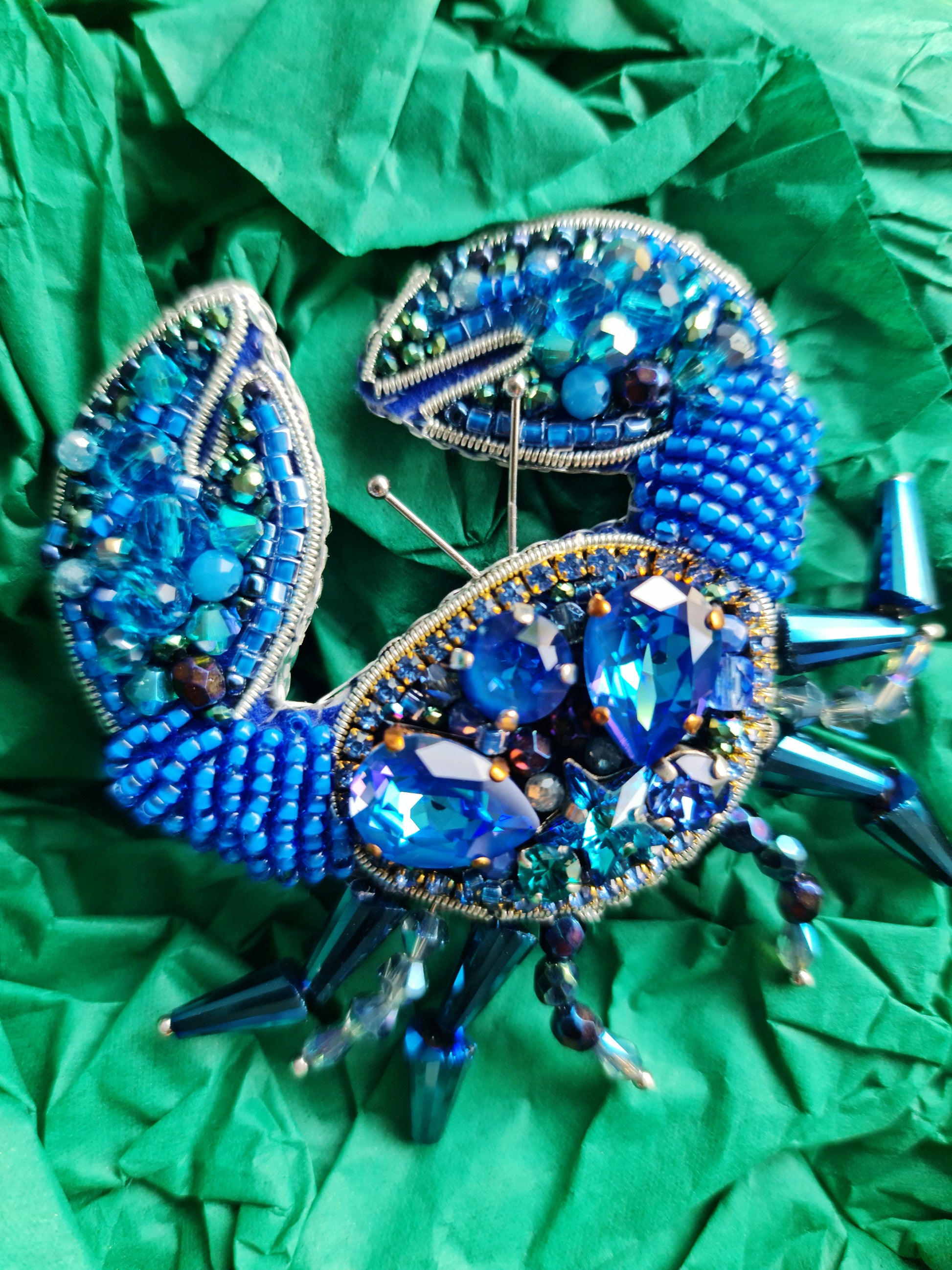 Crab Beaded Brooch