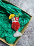 Tropical red cocktail beaded brooch hand embroidered with yellow umbrella fruit garnish and crystal details