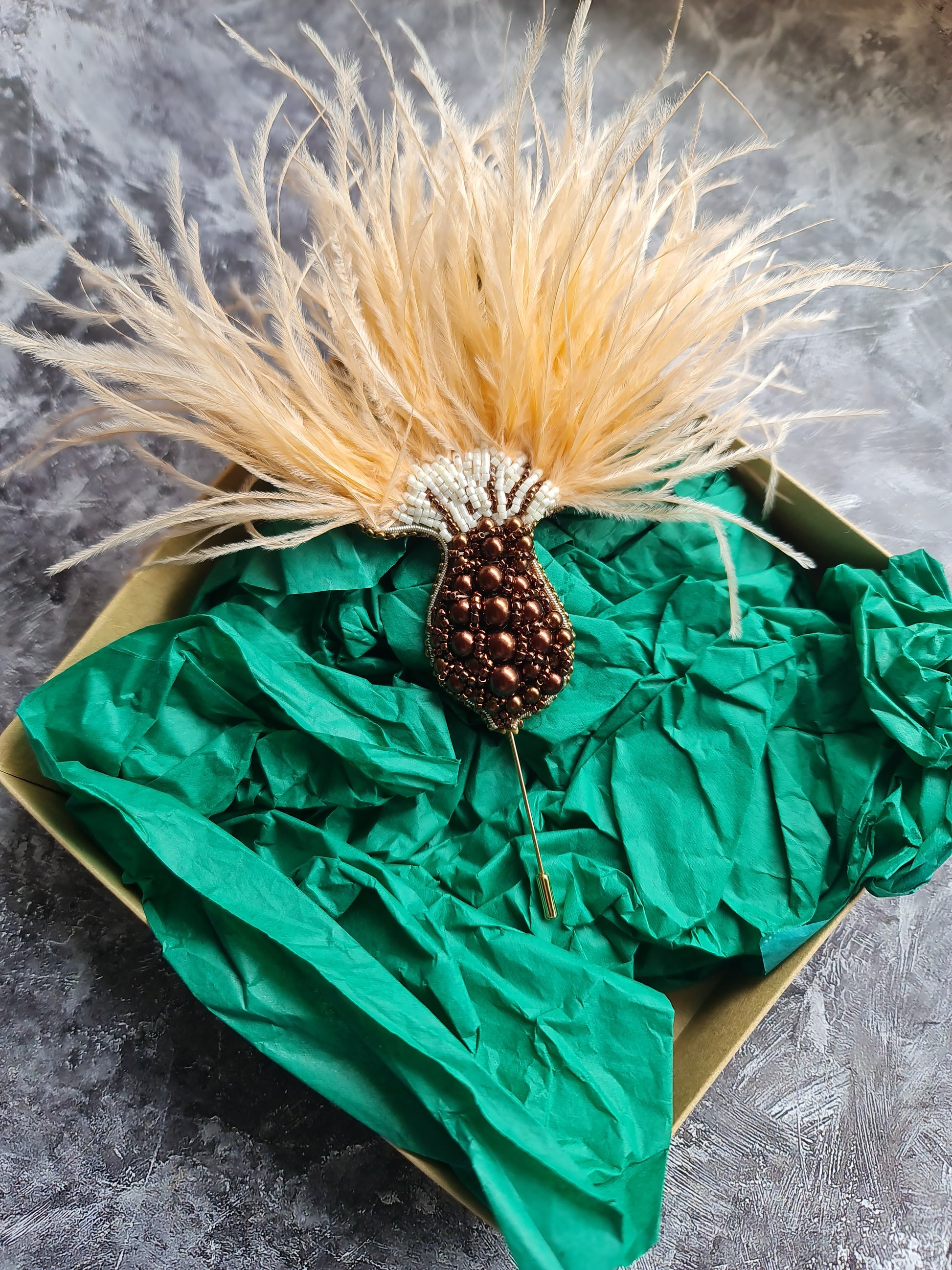 Thistle Feather Statement Brooch