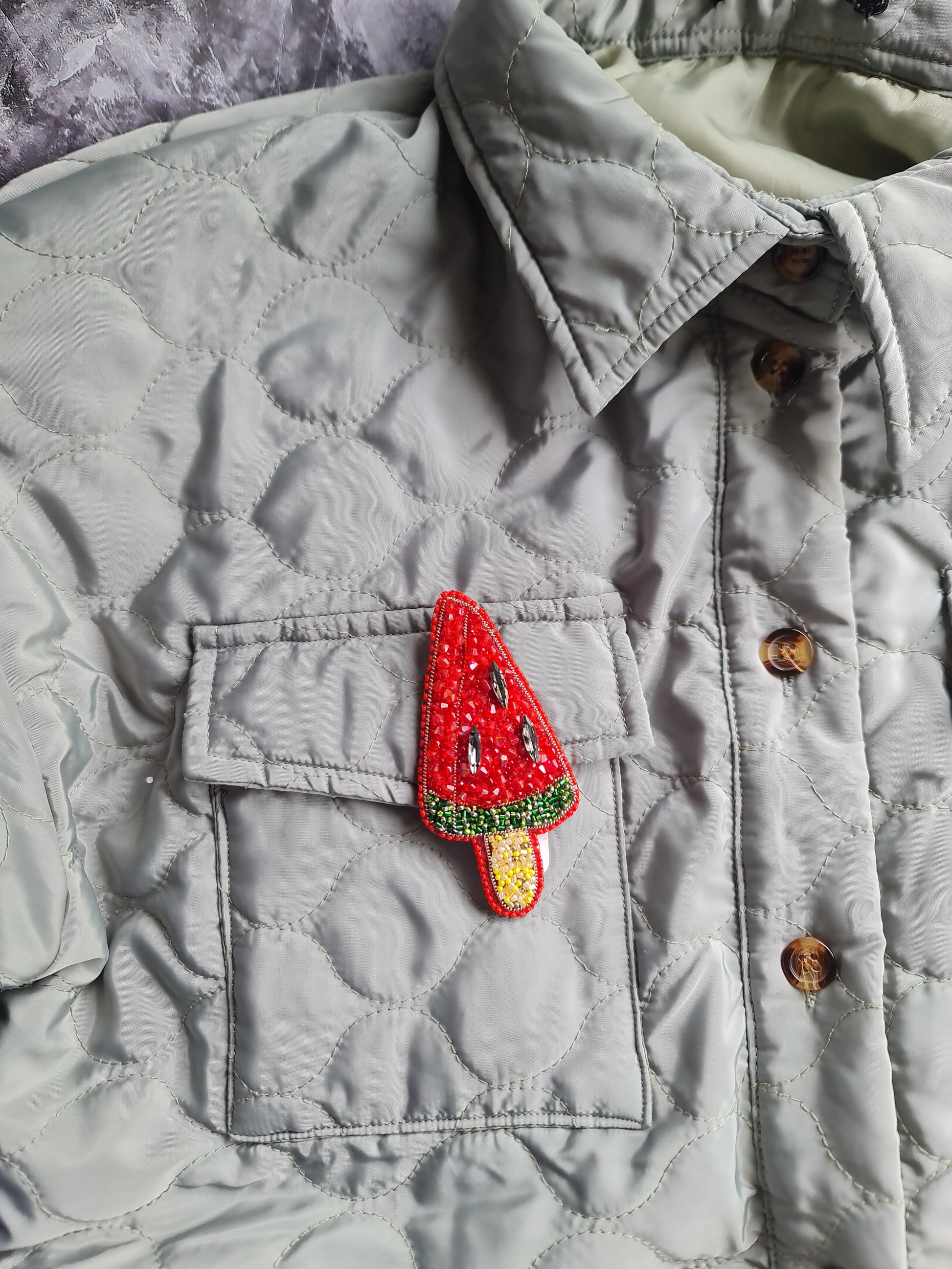 Watermelon Popsicle Beaded Brooch