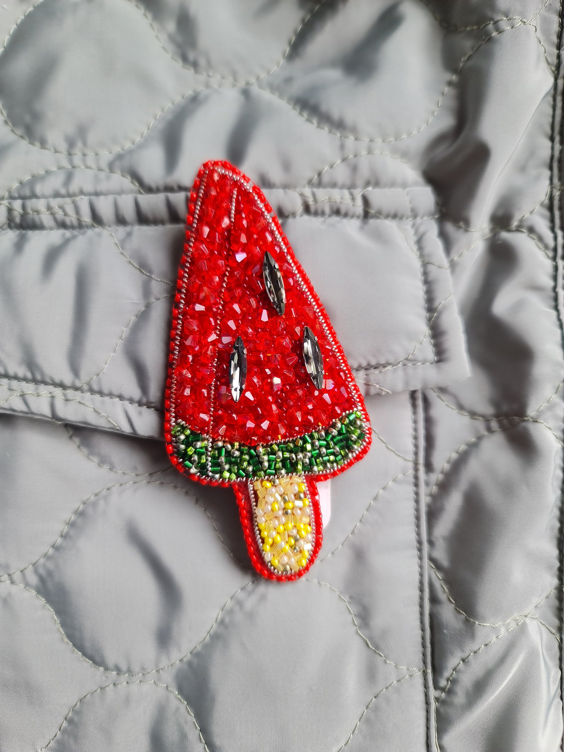 Watermelon Popsicle Beaded Brooch