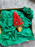 Watermelon popsicle beaded brooch hand embroidered with red green yellow beads and crystal seed details