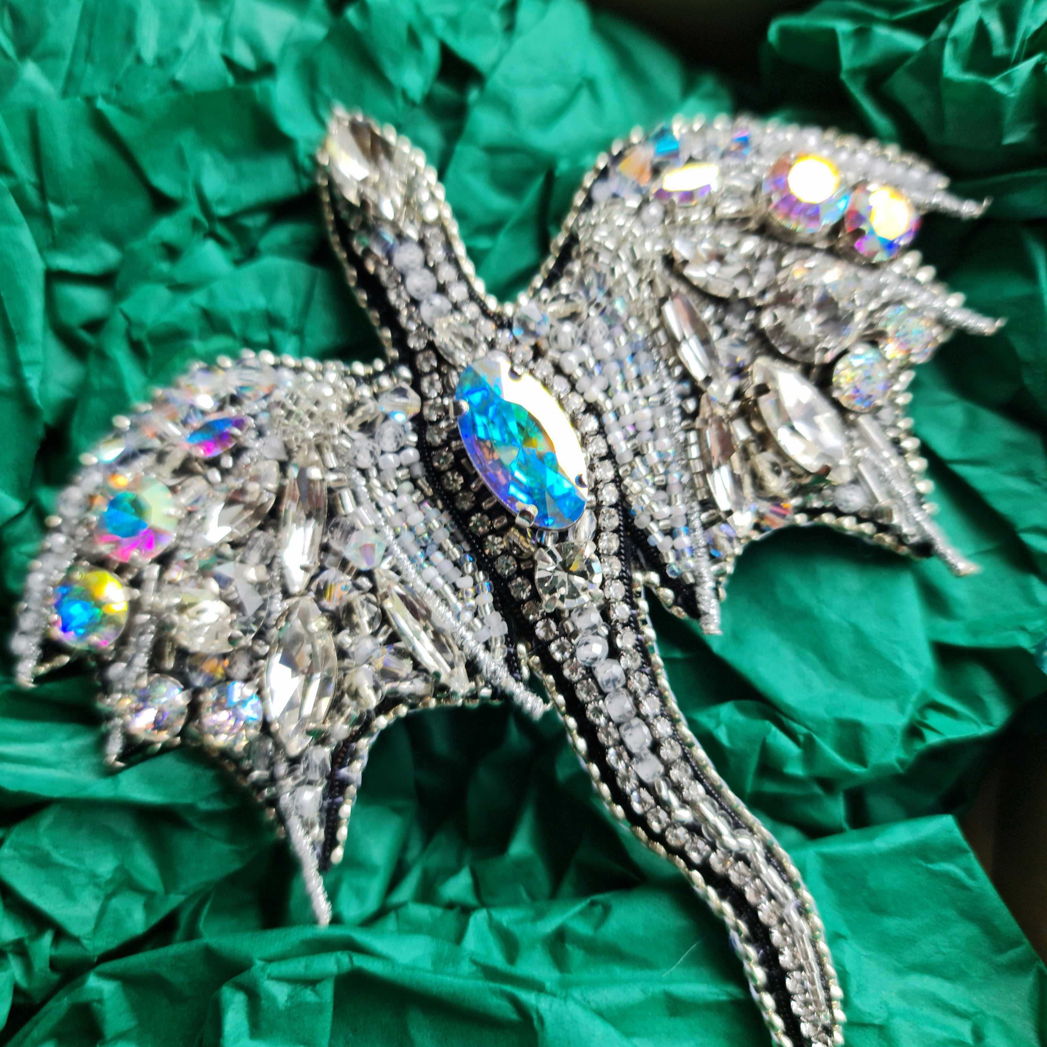 Crystal Dragon Beaded Brooch