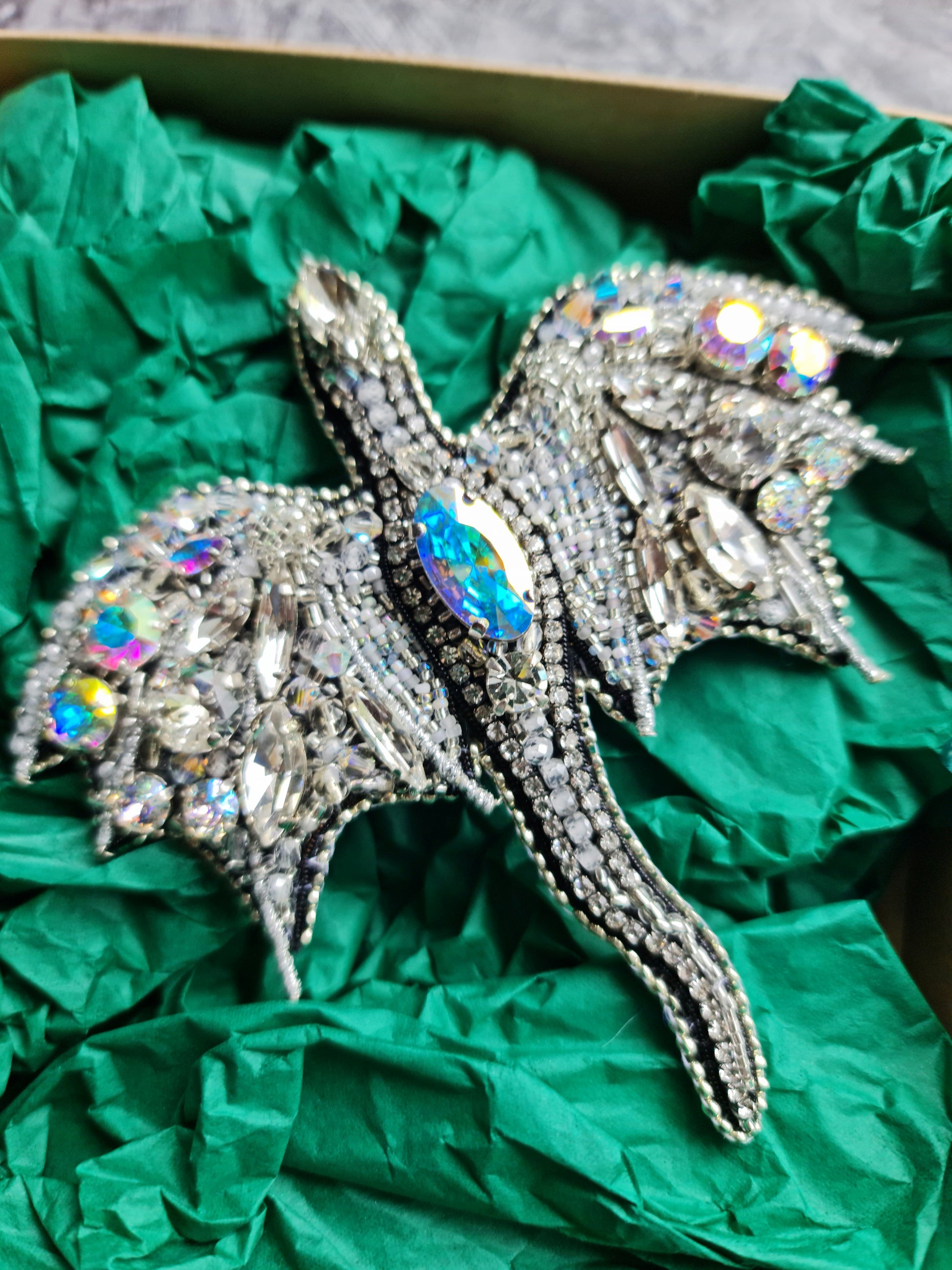 Crystal Dragon Beaded Brooch