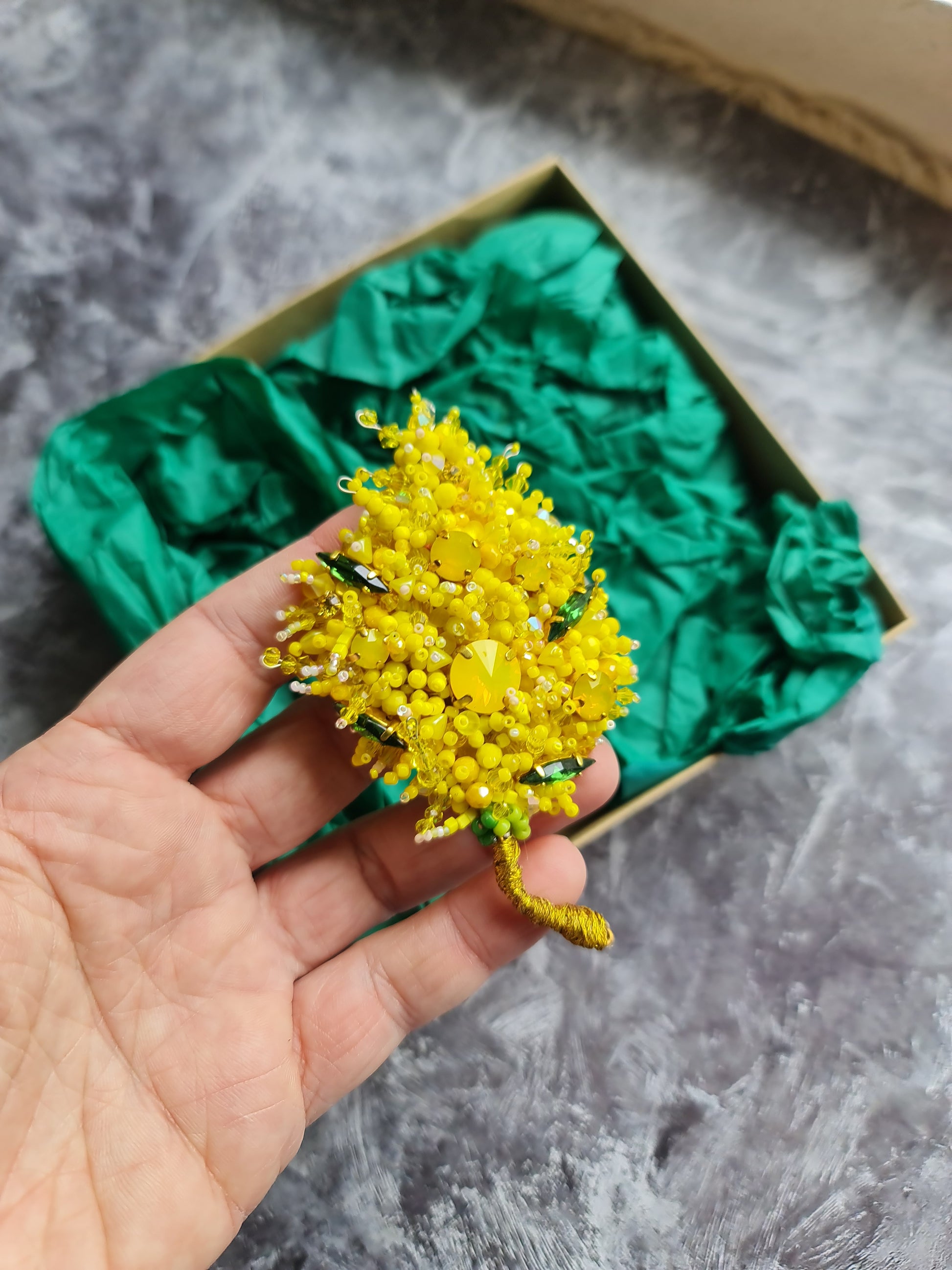 Mimosa Beaded Brooch