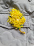 Mimosa beaded brooch hand embroidered with yellow beads crystals and green leaf details