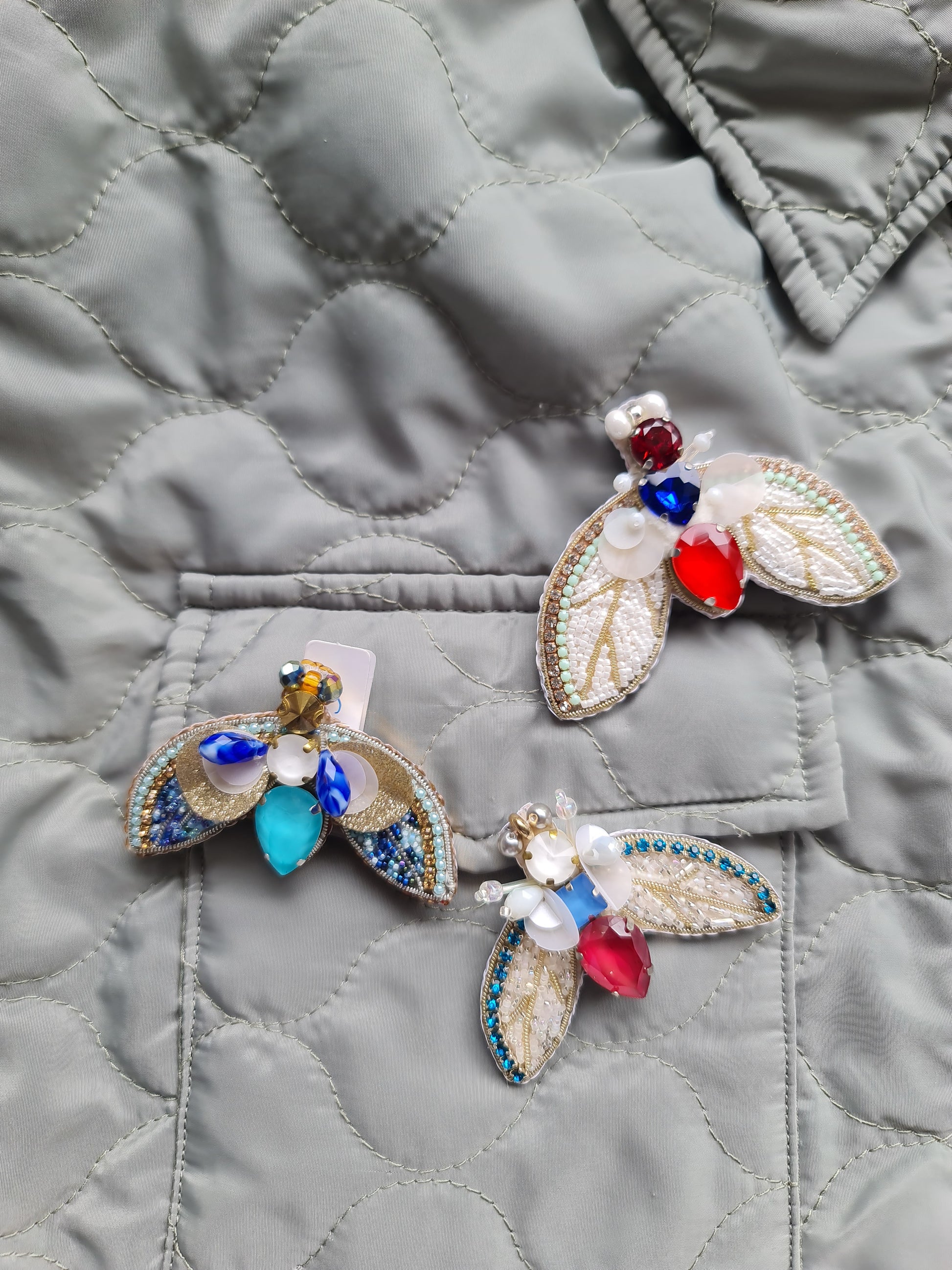 Moth Beaded Brooch