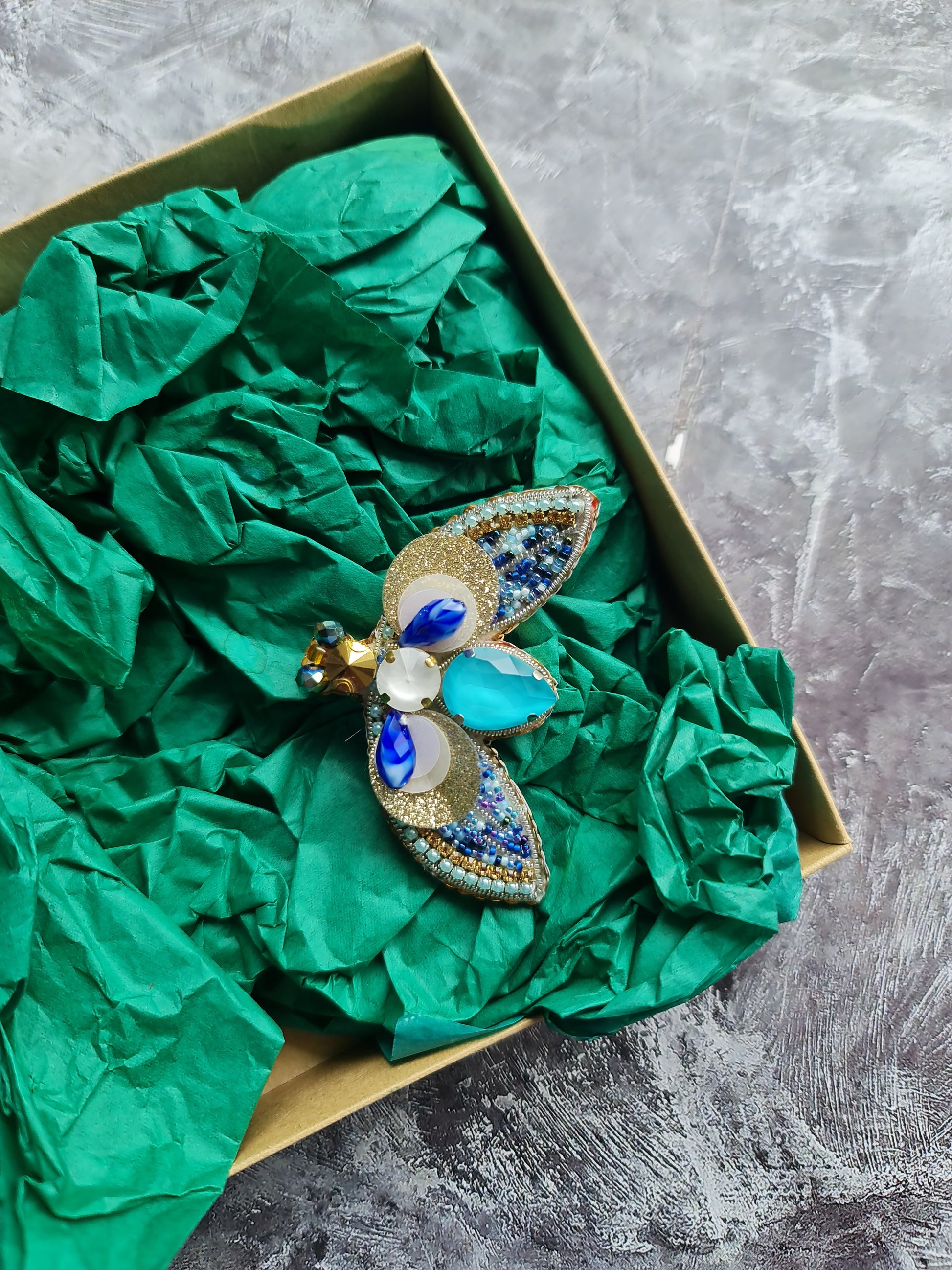 Moth Beaded Brooch