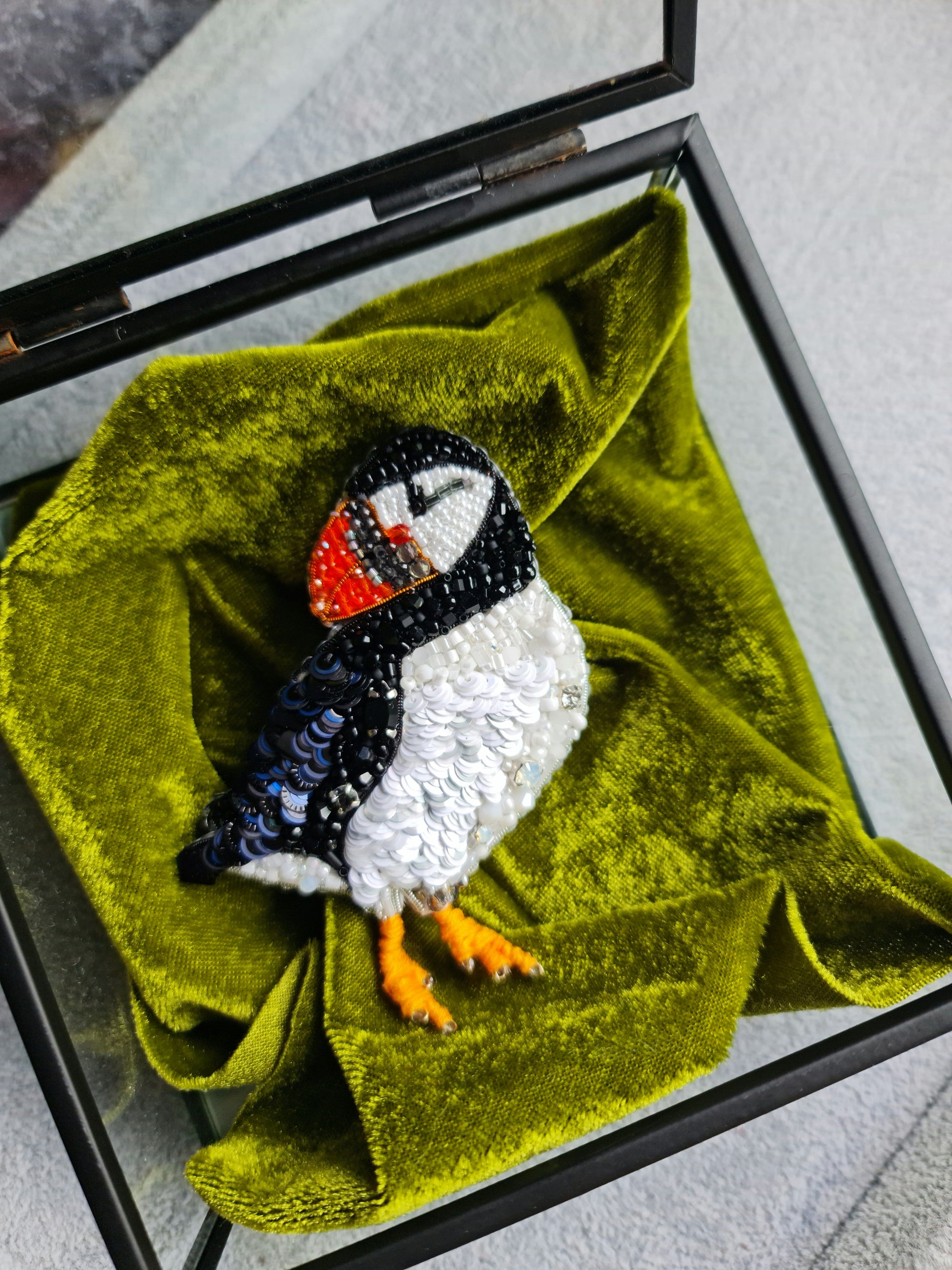 Puffin Beaded Brooch