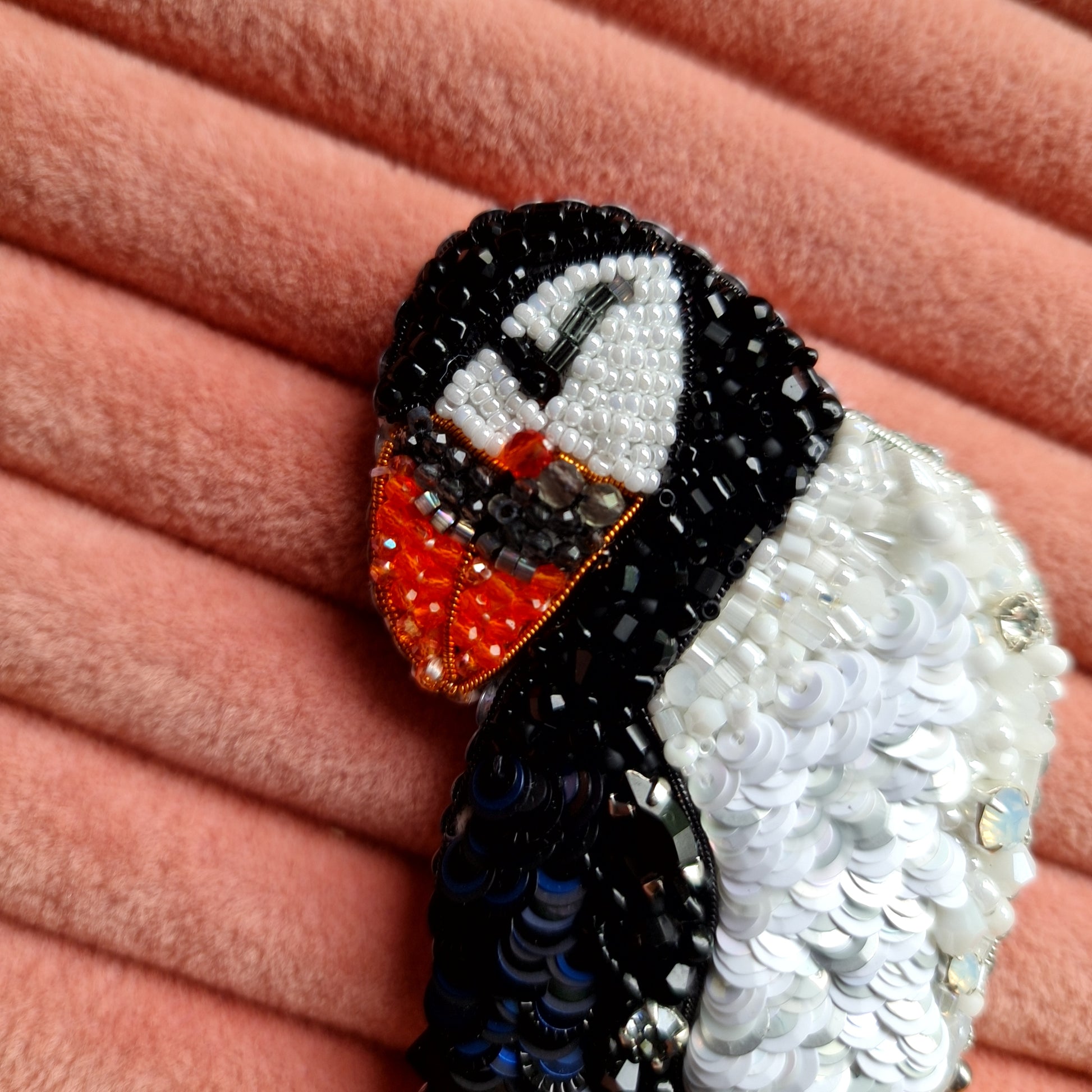 Puffin Beaded Brooch