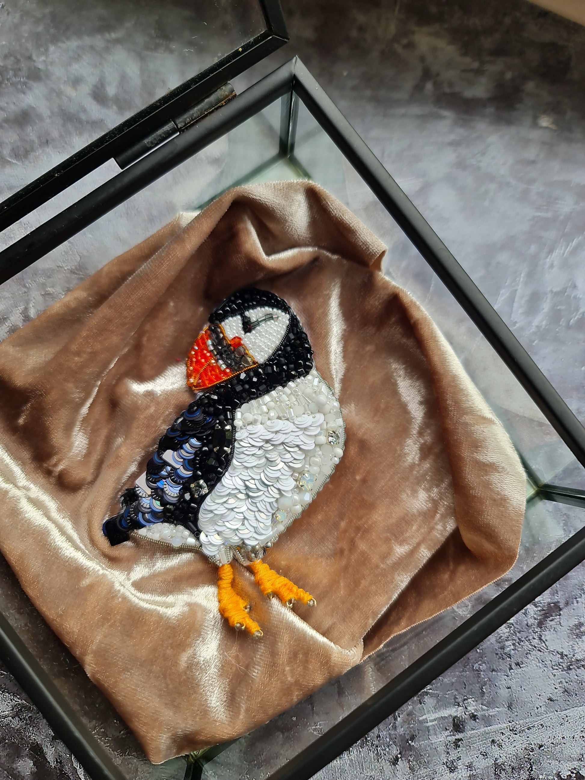 Puffin Beaded Brooch