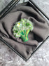 Small broccoli beaded brooch hand embroidered with green beads crystals and soft textured details