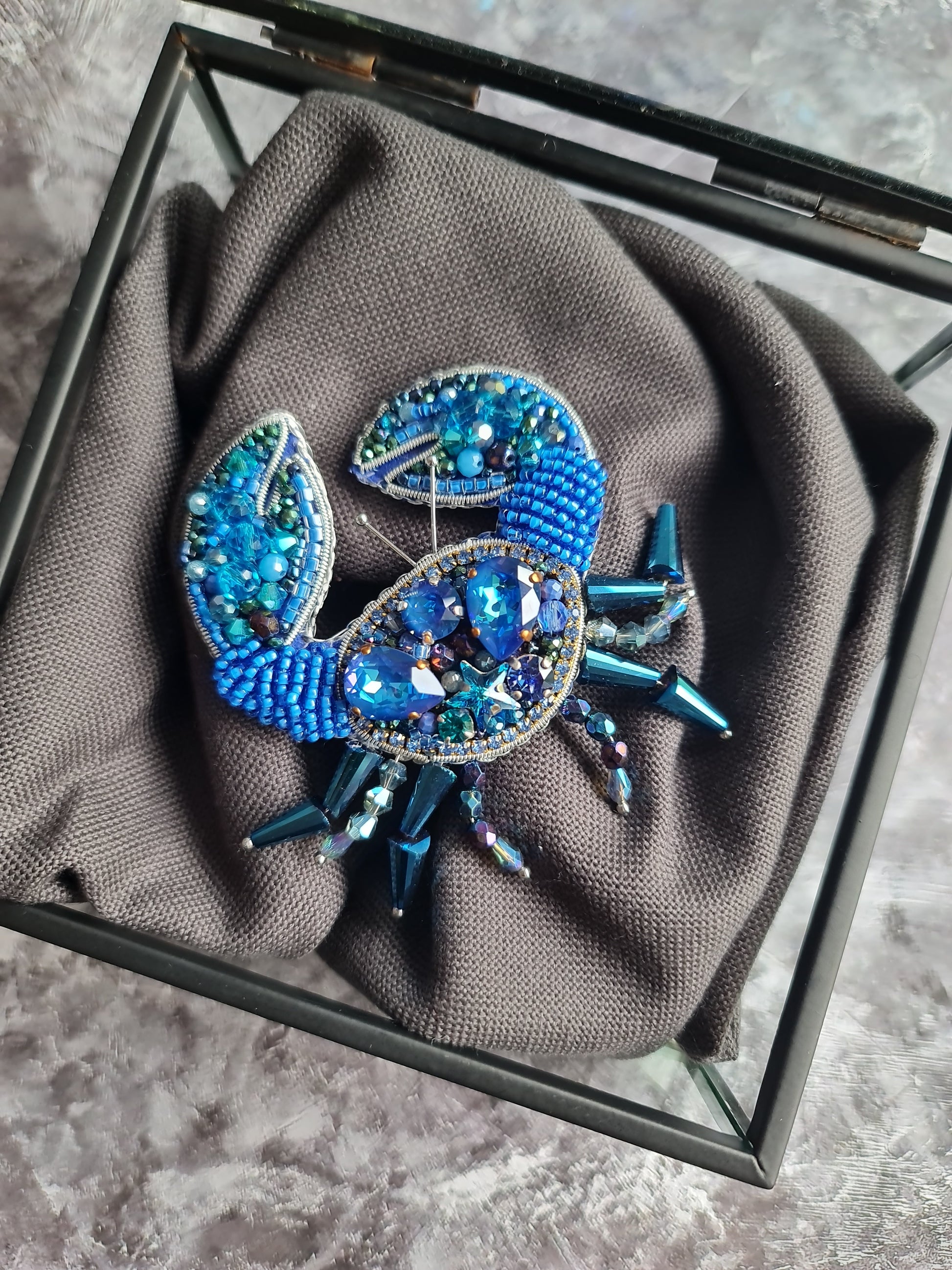 Crab Beaded Brooch