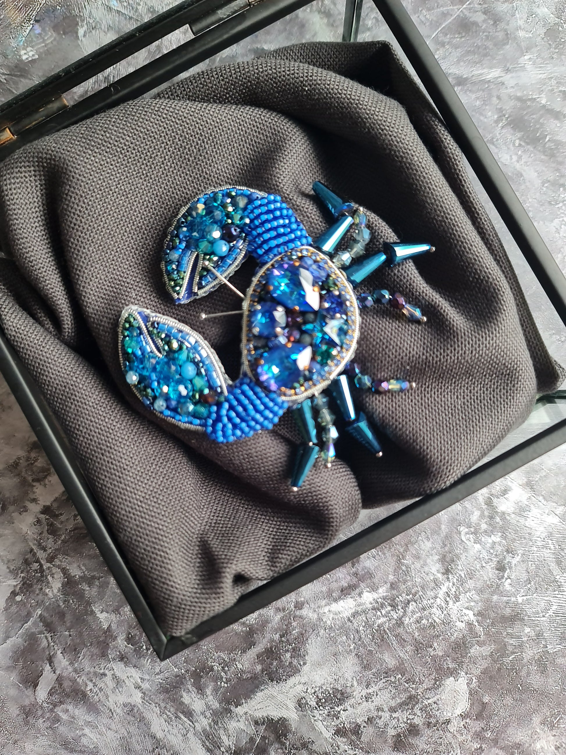 Crab Beaded Brooch