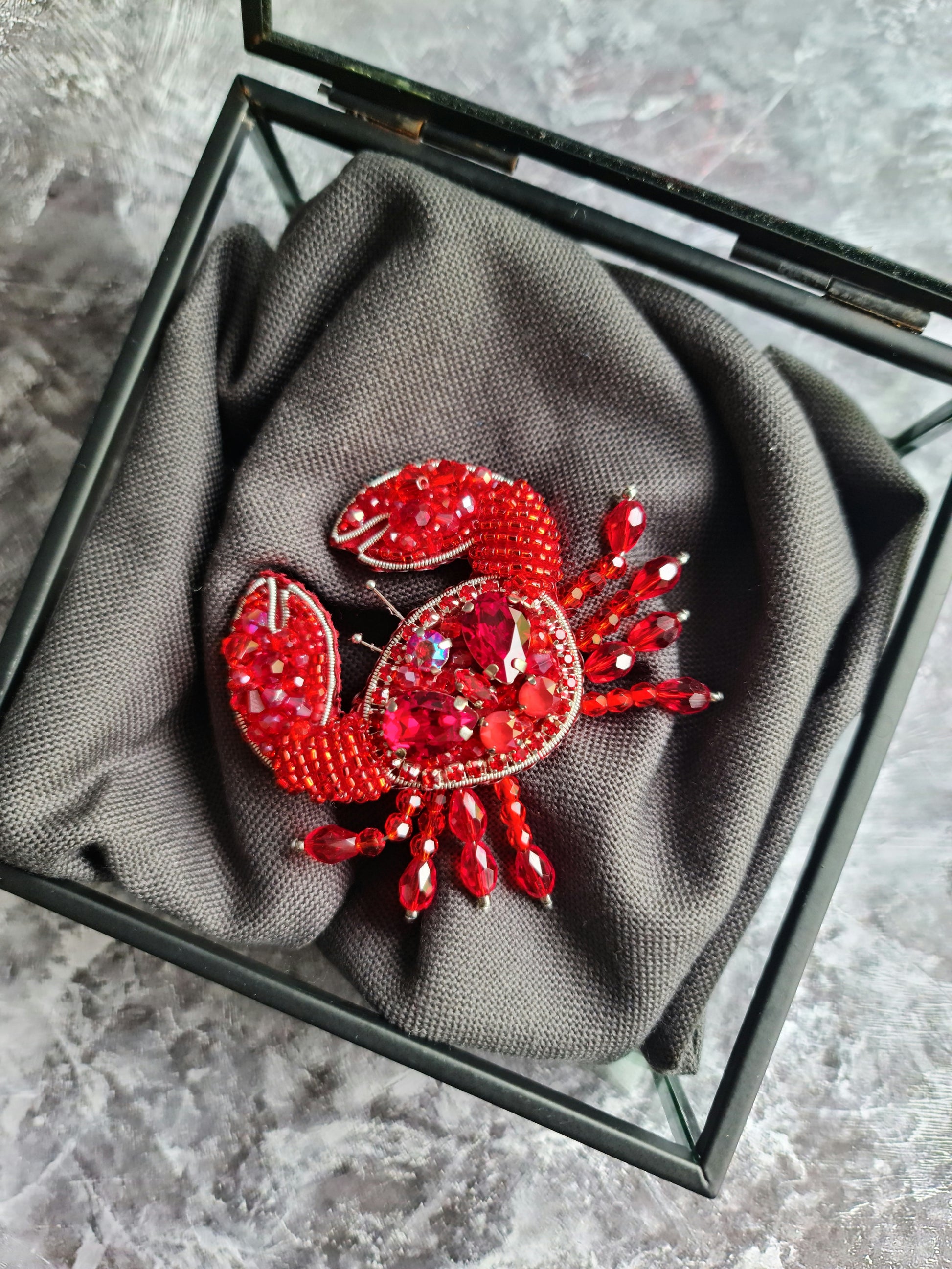 Crab Beaded Brooch