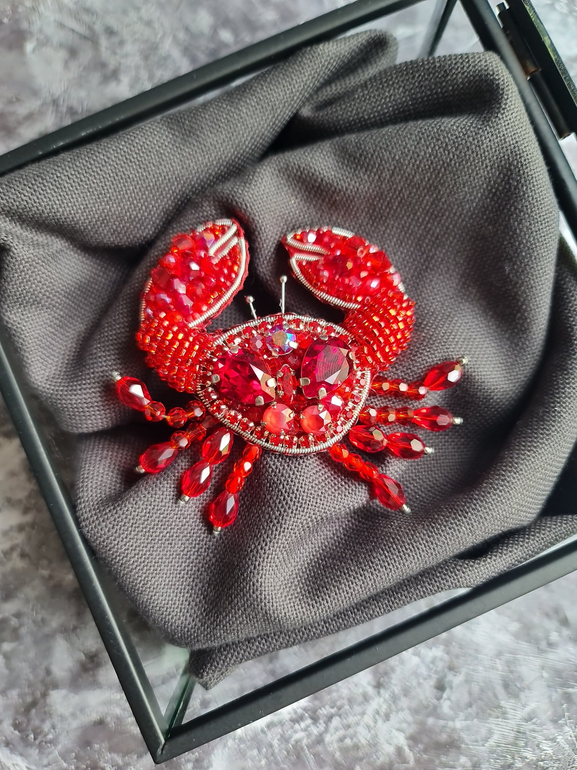 Crab Beaded Brooch