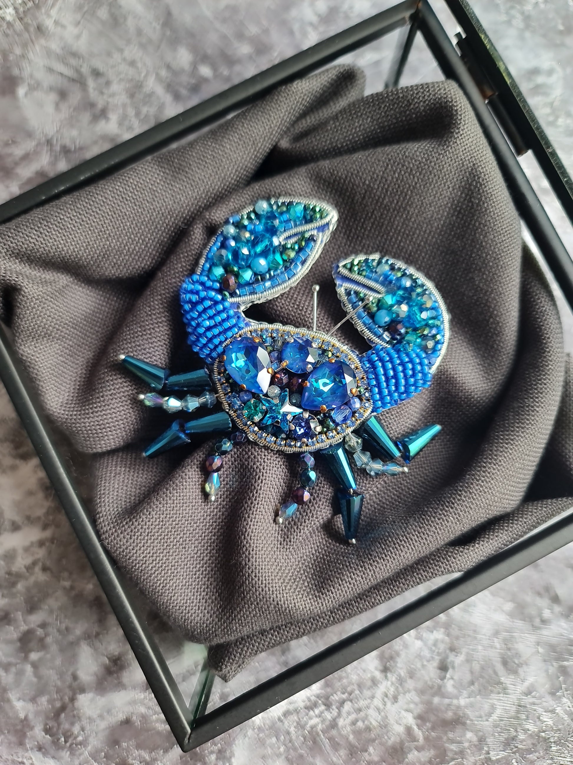Crab Beaded Brooch