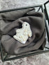 White mini bunny beaded brooch hand embroidered with pearls beads and crystal details